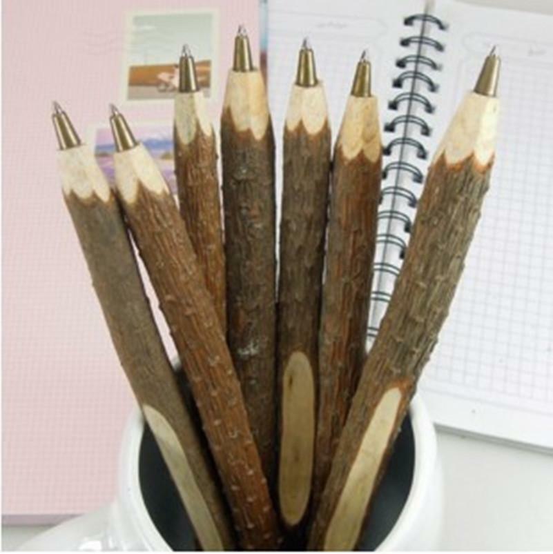 10 Pcs Cute Wood Tree Branch Stationery Pen Ballpoint Pen Office Supplies