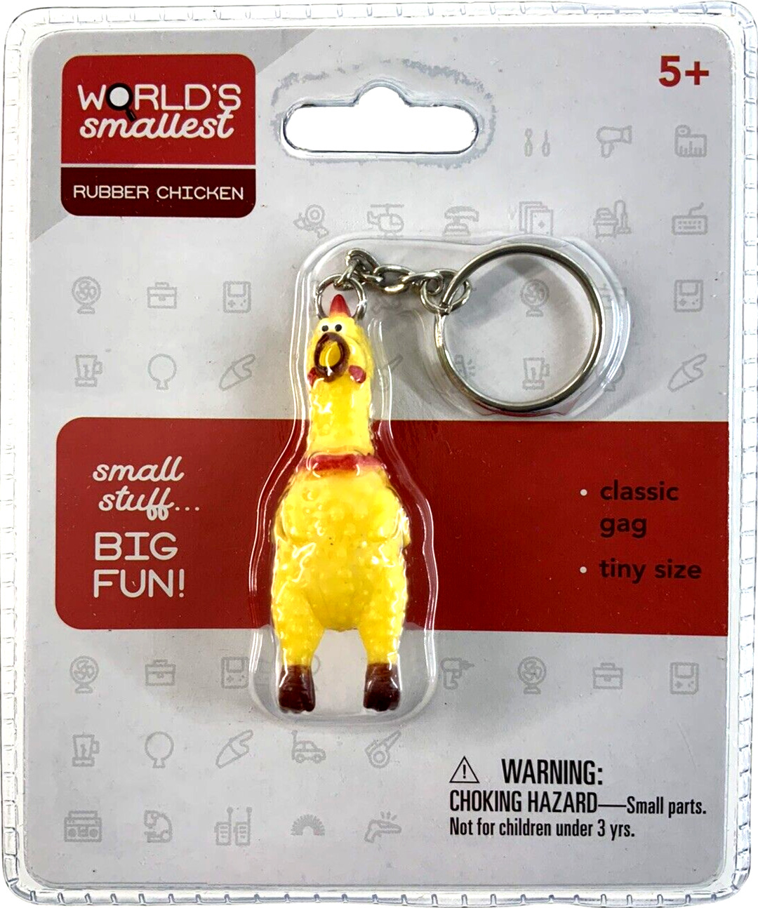 Worlds Smallest RUBBER CHICKEN Tiny Toy Gag Backpack/Zipper Pull, Keychain