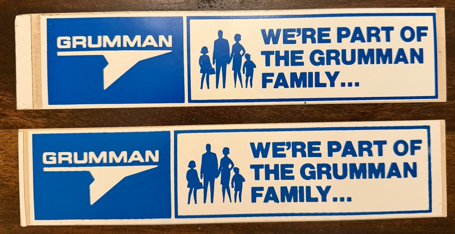 Vintage Grumman Aerospace Employee Family Bumper Stickers Lot of 2