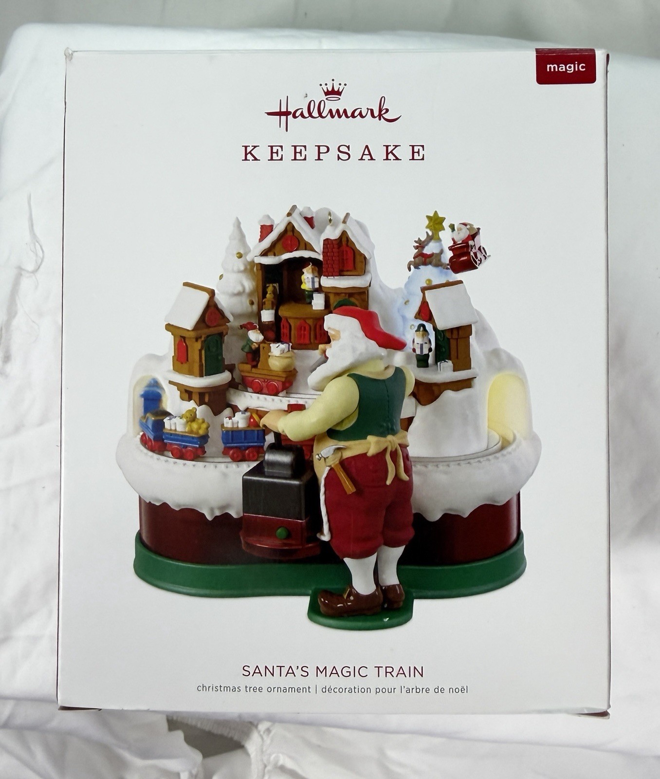Hallmark Keepsake 2018 Santa\'s Magic Train Sound Light Motion Ornament Working