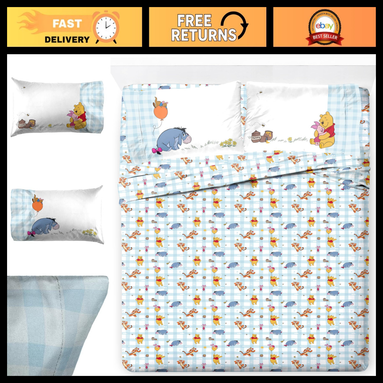 Jay Franco Kids Sheet Set with Fitted, Flat Sheets & Pillow Cover - Ultra-Soft B