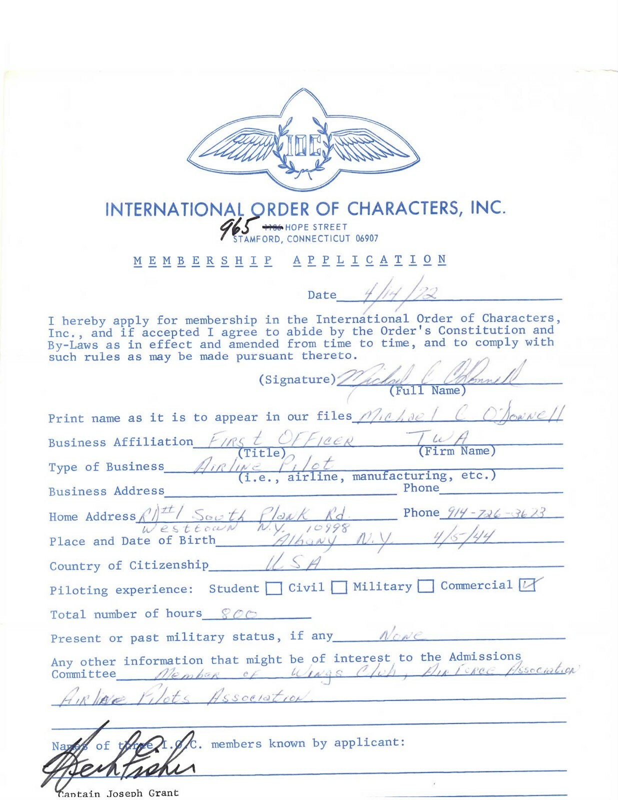 Herbert O. Fisher Signed Document Historical Aviation 