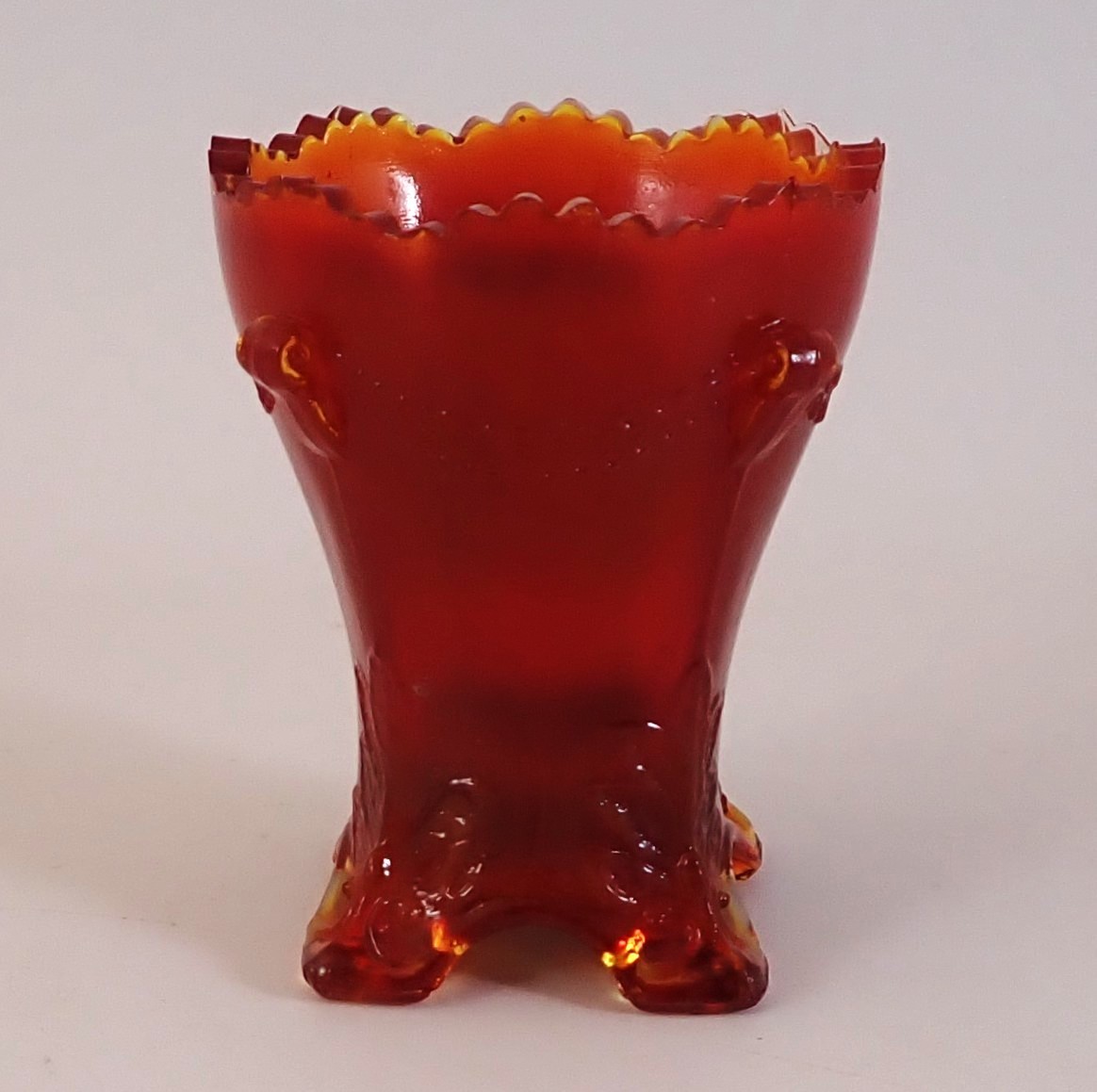 Boyd Amberina Colonial Drape Toothpick Holder 2 5/8\