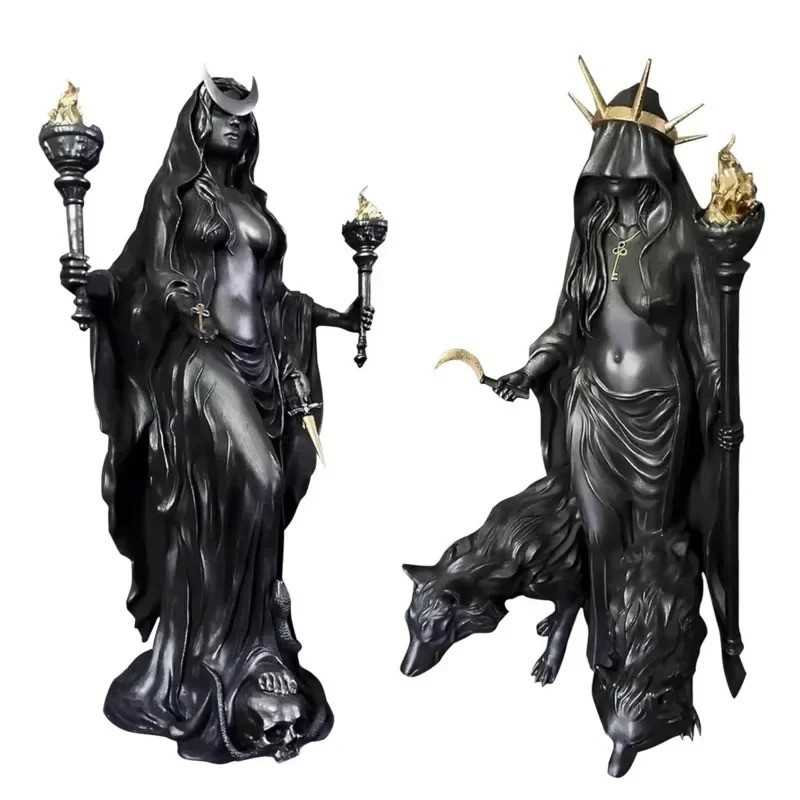 Hecate Nikripolos Sculpture Witch Goddess Resin Statue with Hounds Home Decor Hecate Nikripolos Sculpture Witch Goddess Resin Statue with Hounds Home Decor
