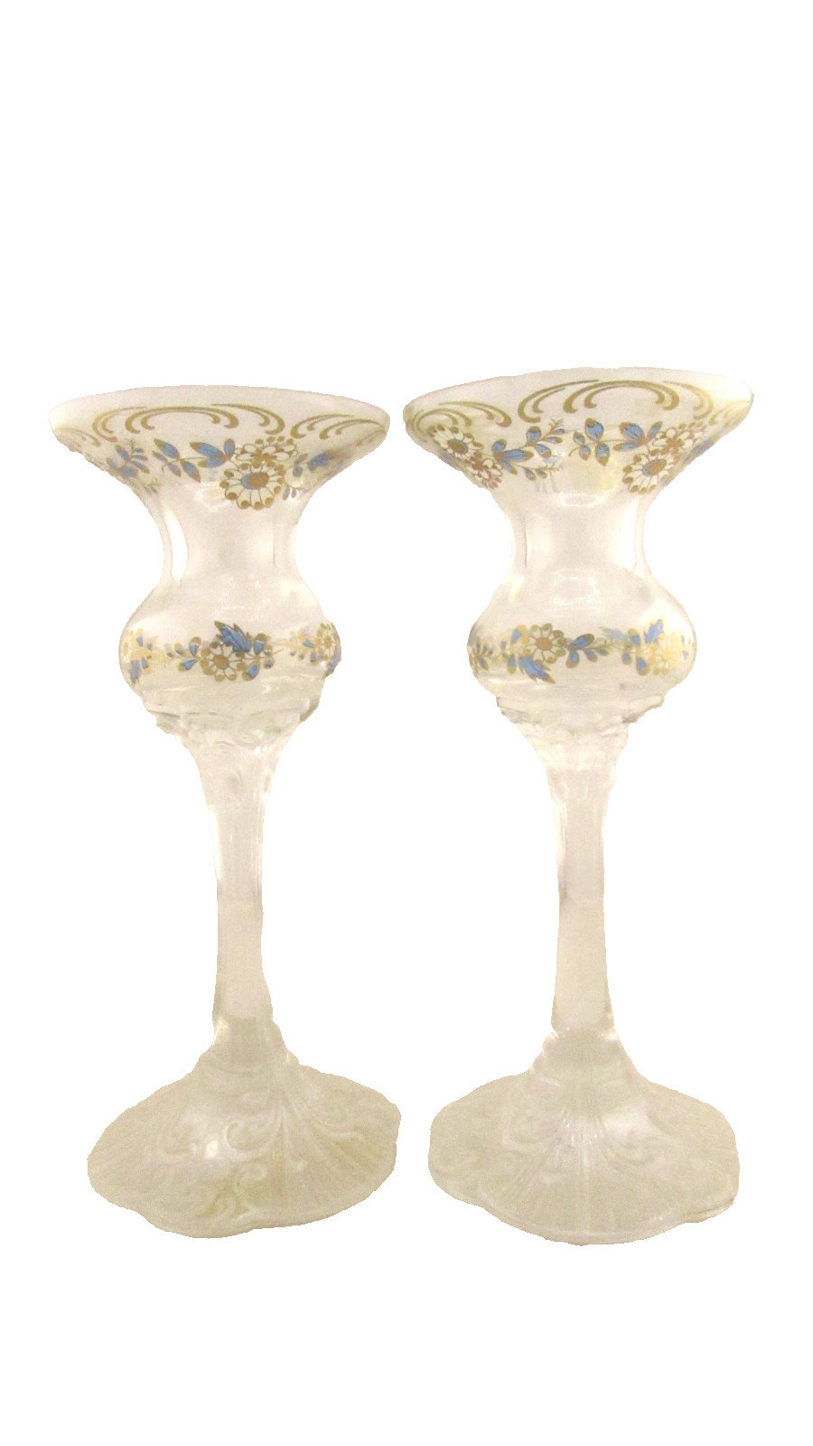 2 Rosenthal Classic Rose Monbijou Glass Candle Holders Germany Vintage