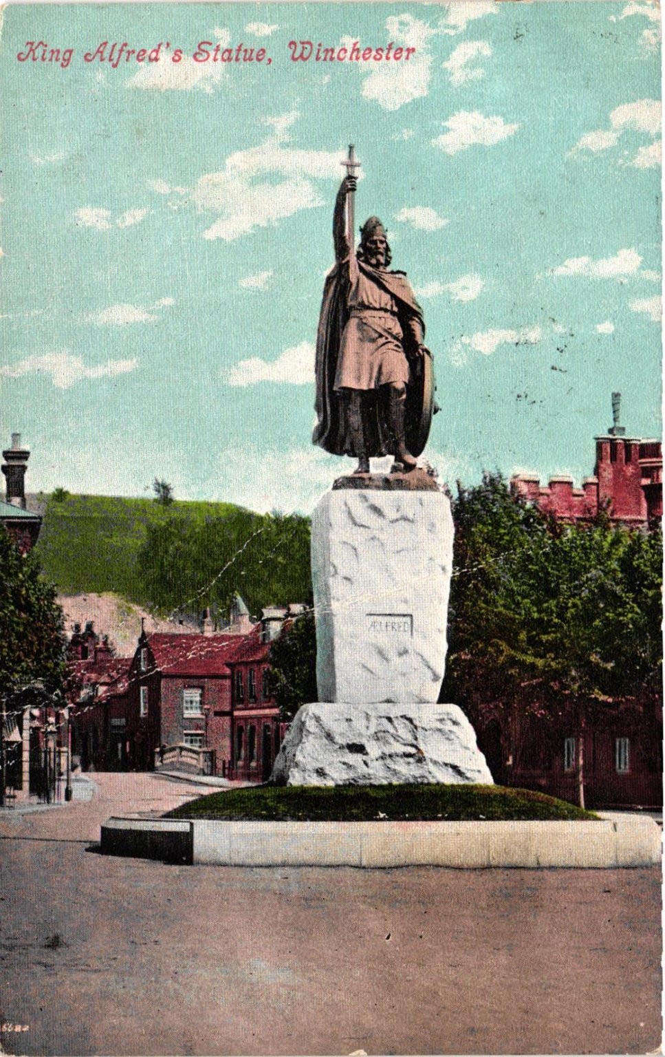 King Alfred\'s Statue Winchester England UK Edwardian Postcard 1906