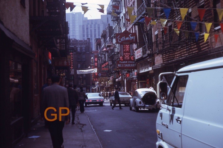 #XX123-hh Old 35mm Slide Photo- Chinatown New York City Street Scene- 1972