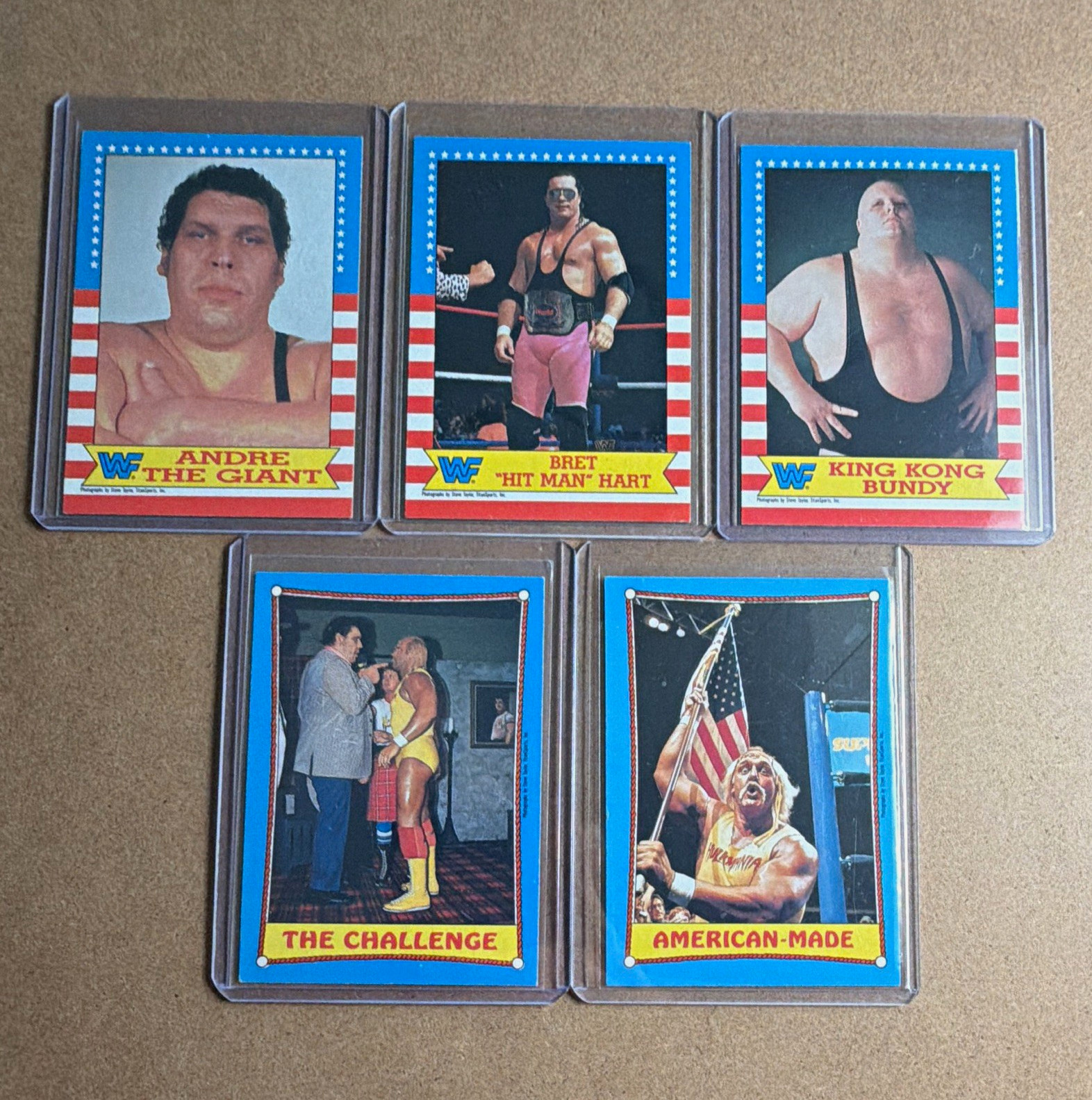 Topps 1987 WWF Wrestling Stars/Ringside Action 5-Card Lot Hogan Andre Bret Hart