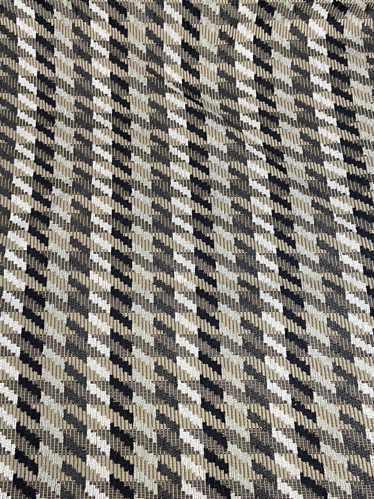 Black Tan White Fabric Remnant 2.6 yds 95x54