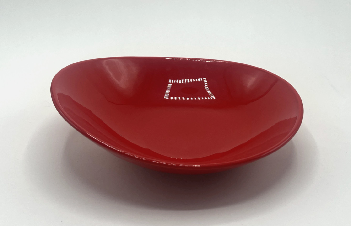 Vintage Mid-century RED Metlox Biomorphic Mardi Gras 9 inch Vegetable Bowl,  MCM