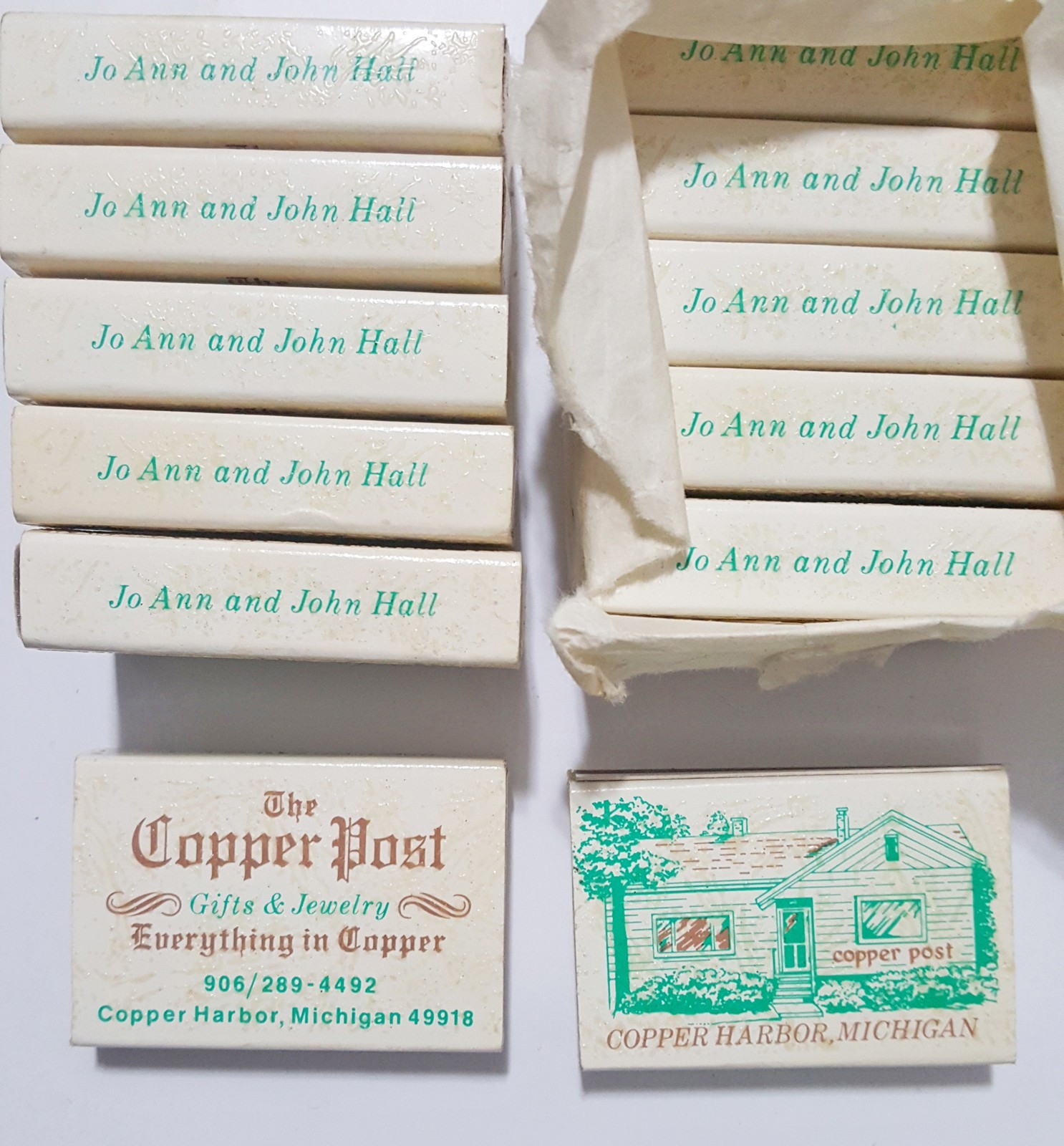Vintage The Copper Post Matchboxes Lot of 12 NOS Unstruck Copper Harbor Michigan