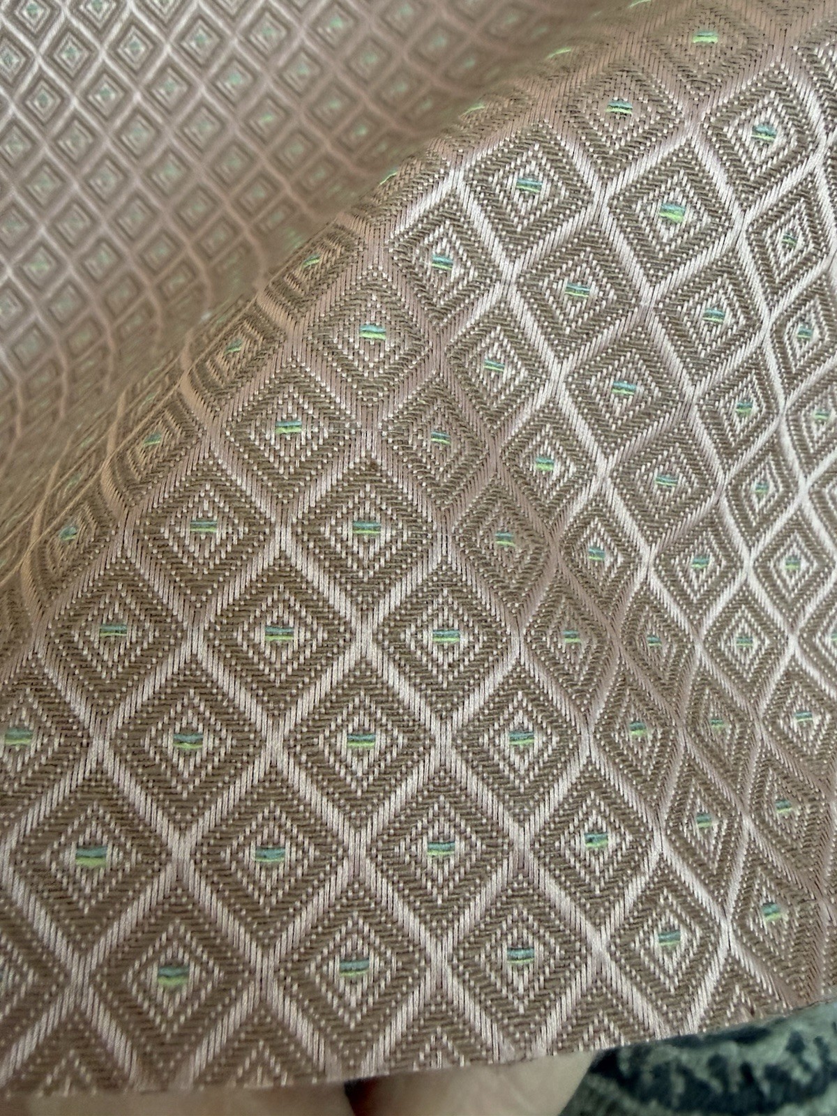 NOS mauve mint diamond heavy upholstery fabric 4 yards 55\