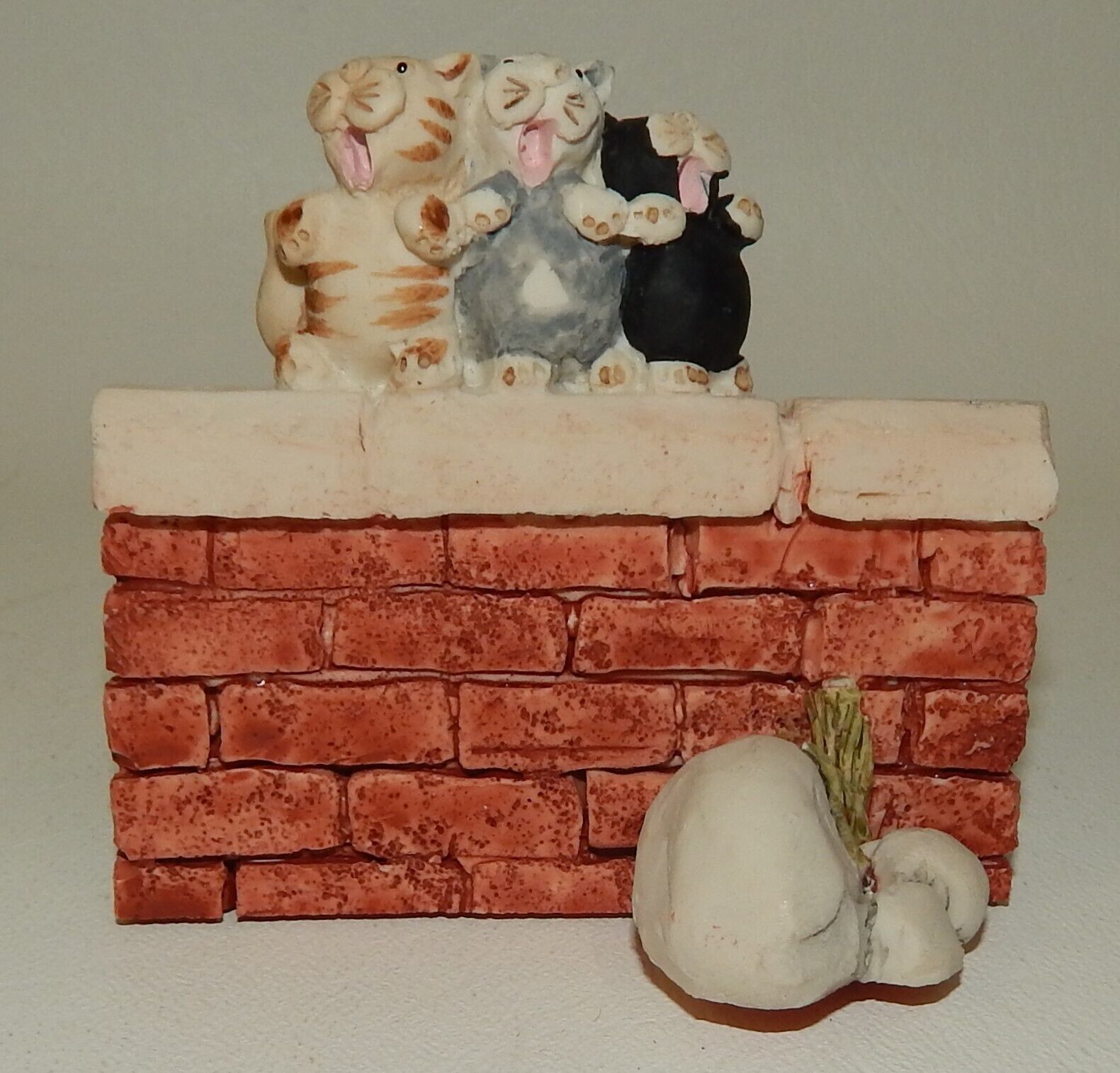 Vintage Peter Fagan Scotland Figurine - Cats Singing/Howling on Brick Fence