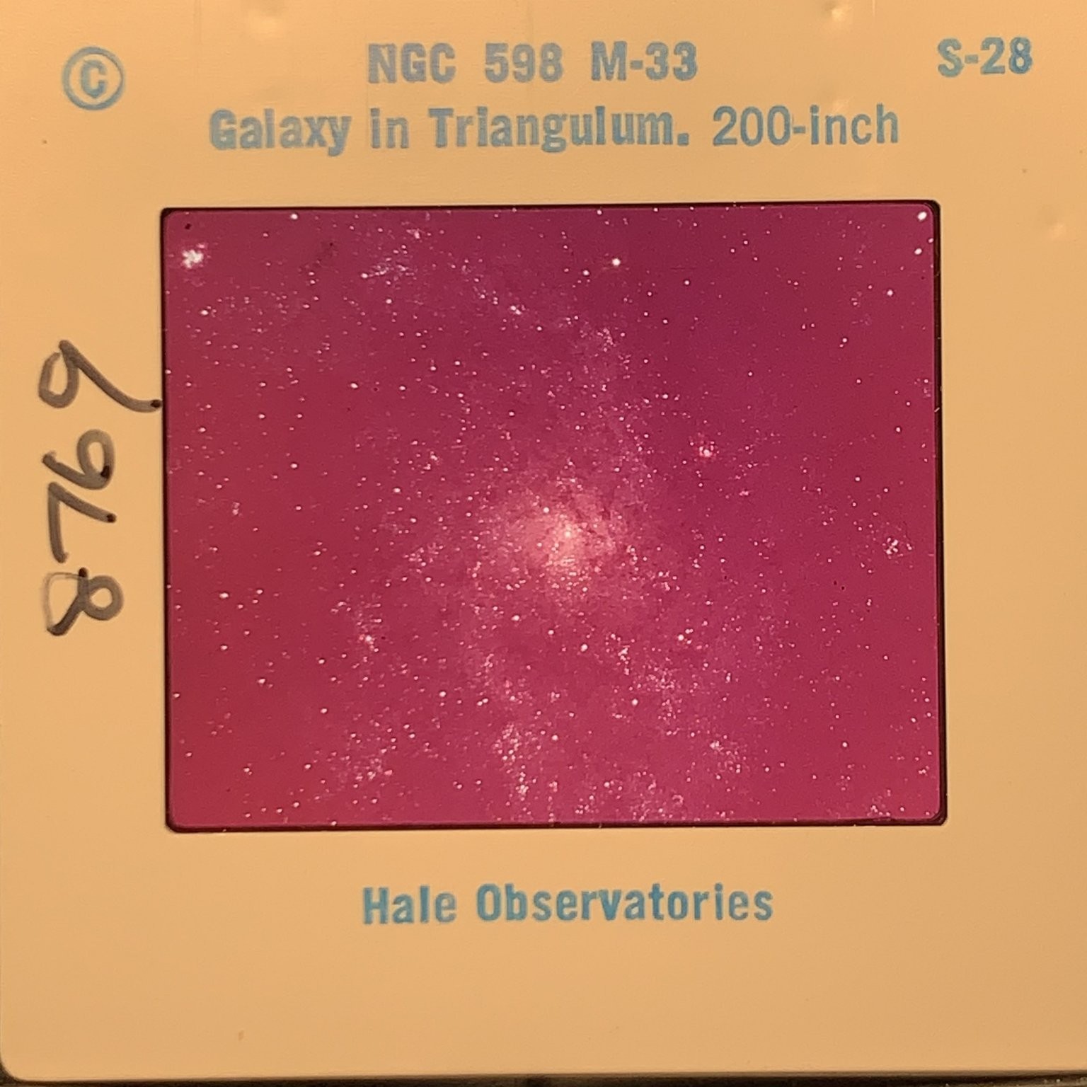 Vintage 35mm Slide NGC 598 M-33 Triangulum Galaxy Hale Observatories Astronomy Vintage 35mm Slide NGC 598 M-33 Triangulum Galaxy Hale Observatories Astronomy
