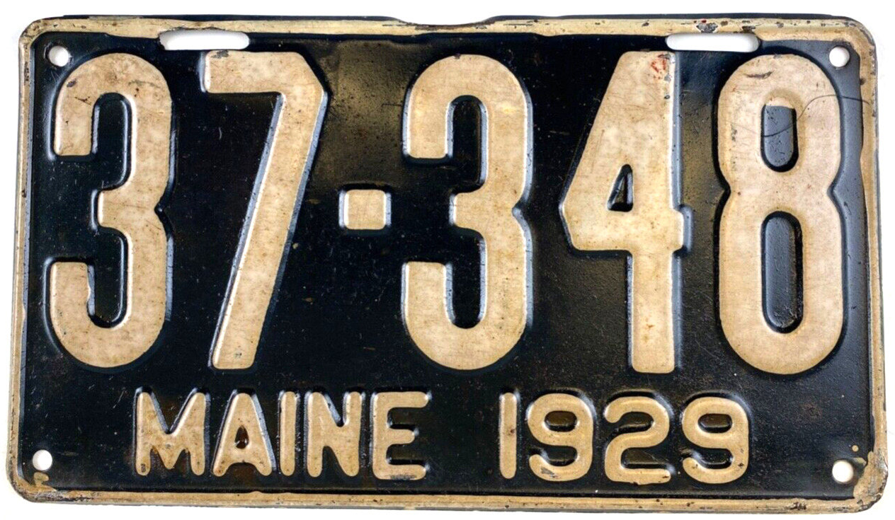 Vintage Maine 1929 Old License Plate Model A Garage Man Cave Decor Collector