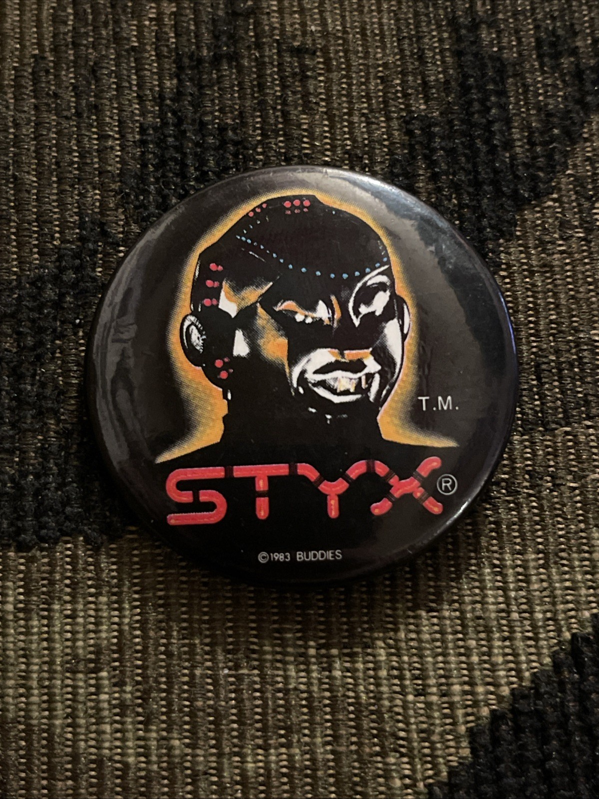RARE Vintage 1983 STYX licensed tour button Mr. Roboto pin badge