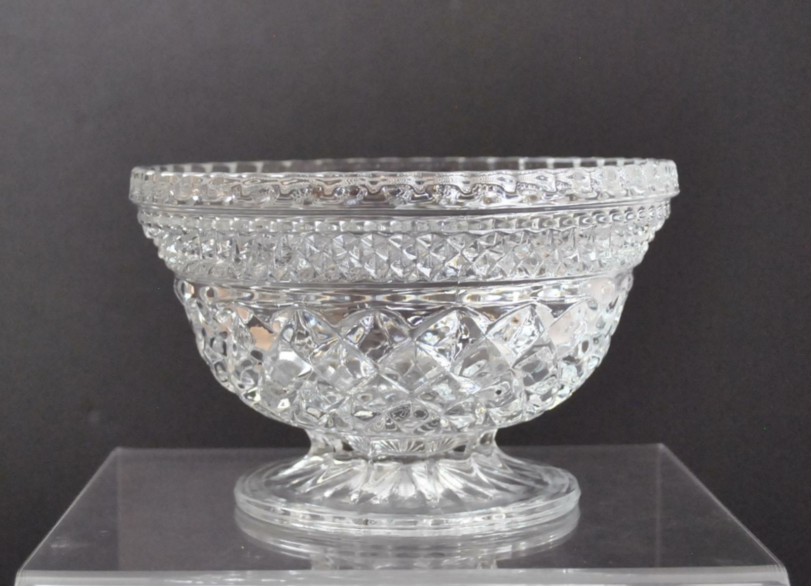 Vintage Anchor Hocking Wexford Clear Glass Candy Dish No Lid Diamond 4 1/8\