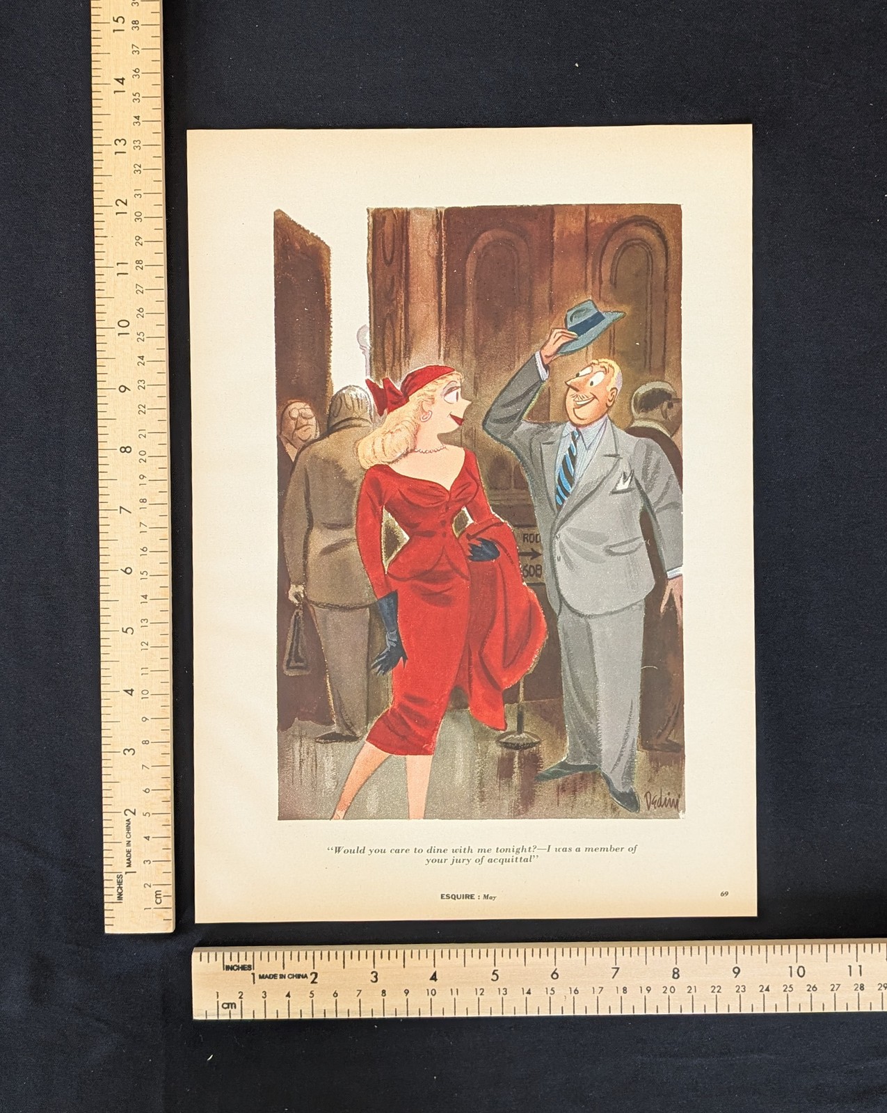 Vintage 1955 Esquire Magazine Illustration Color Print Ad Full Page 1950s Art