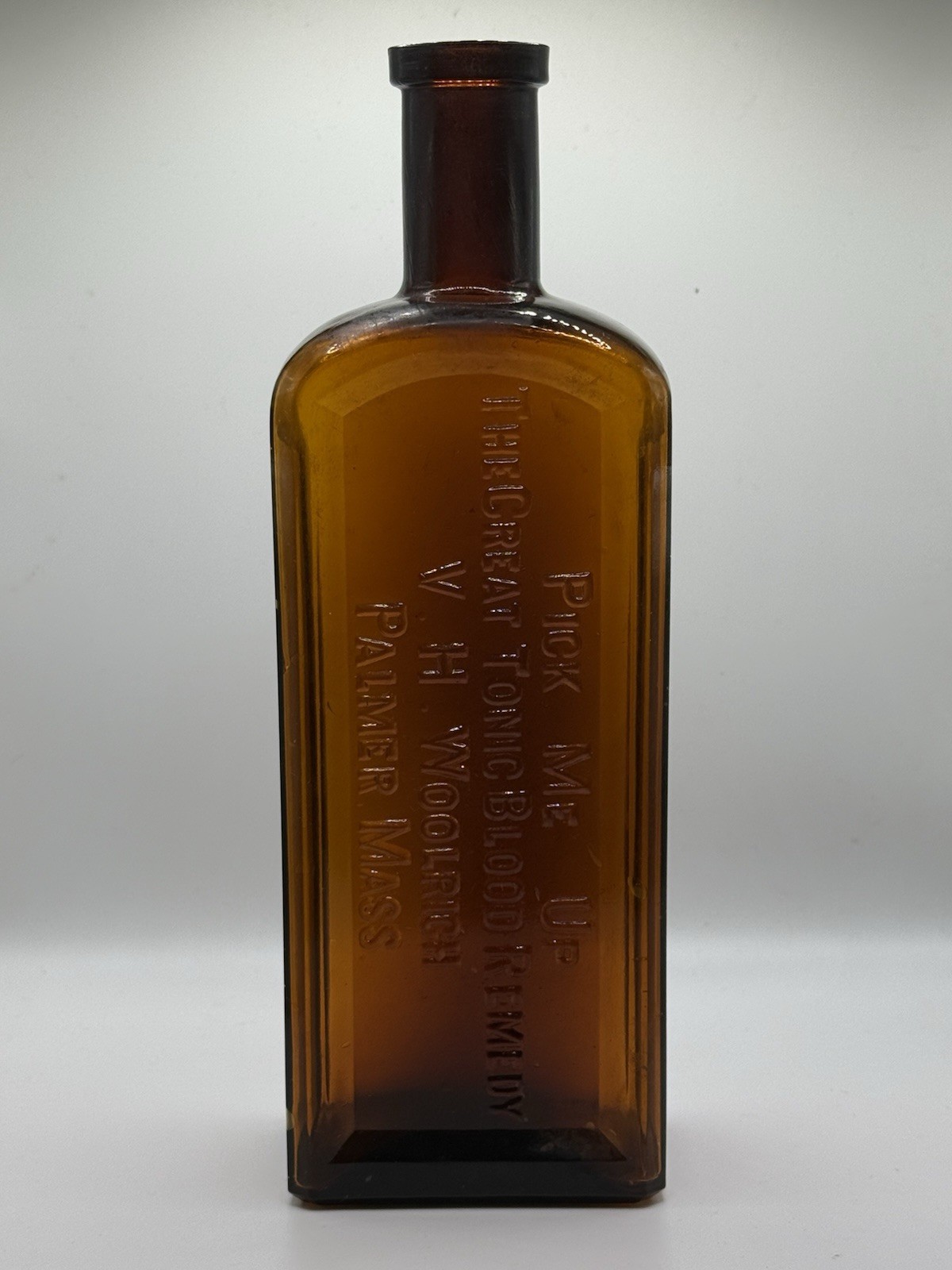Very Rare The Great Tonic Blood Remedy / V.H. Woolrich / Palmer, Mass Bottle