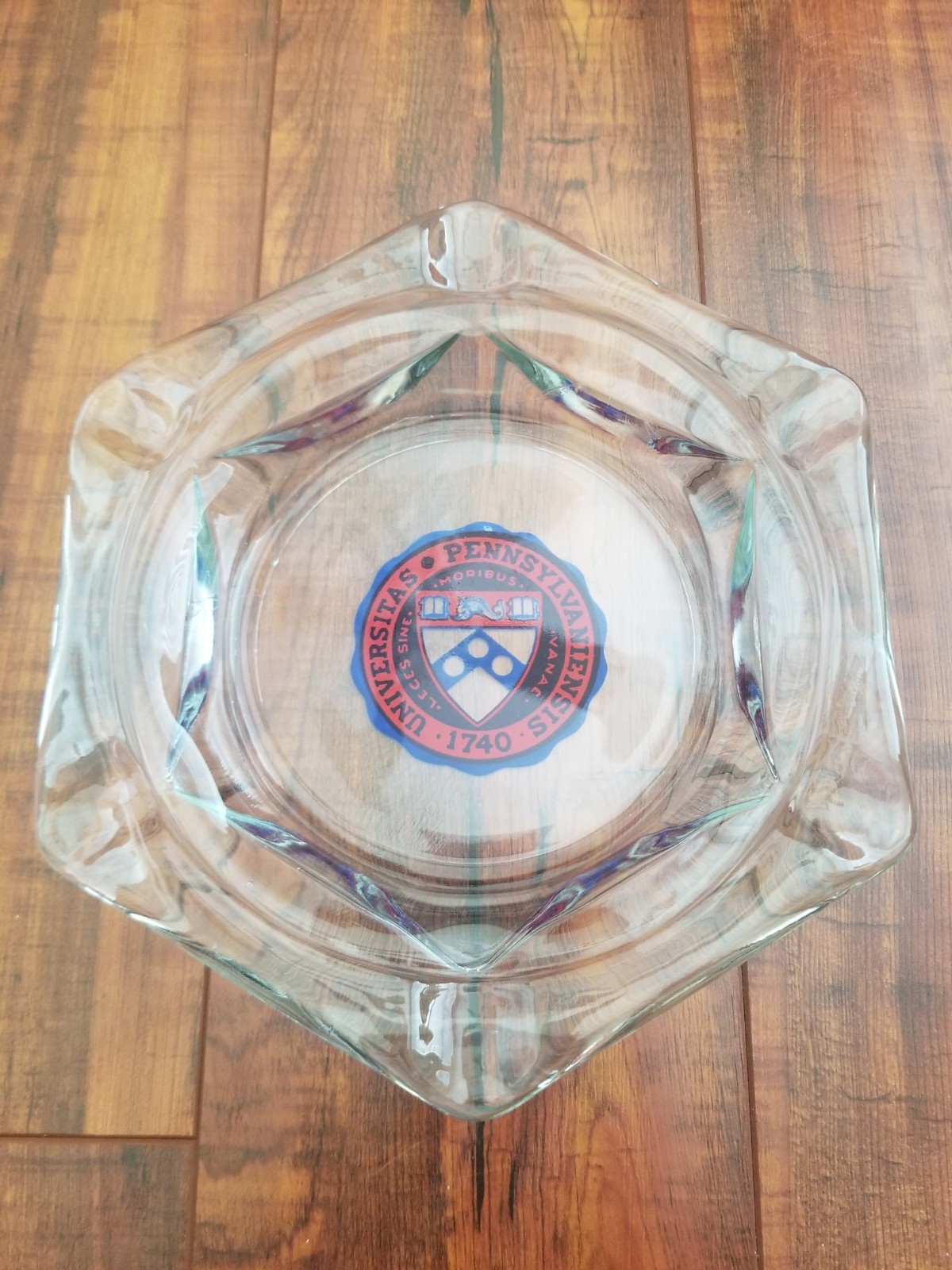 Vintage University Of Pennsylvania / UPenn College - Heavy Glass Ashtray