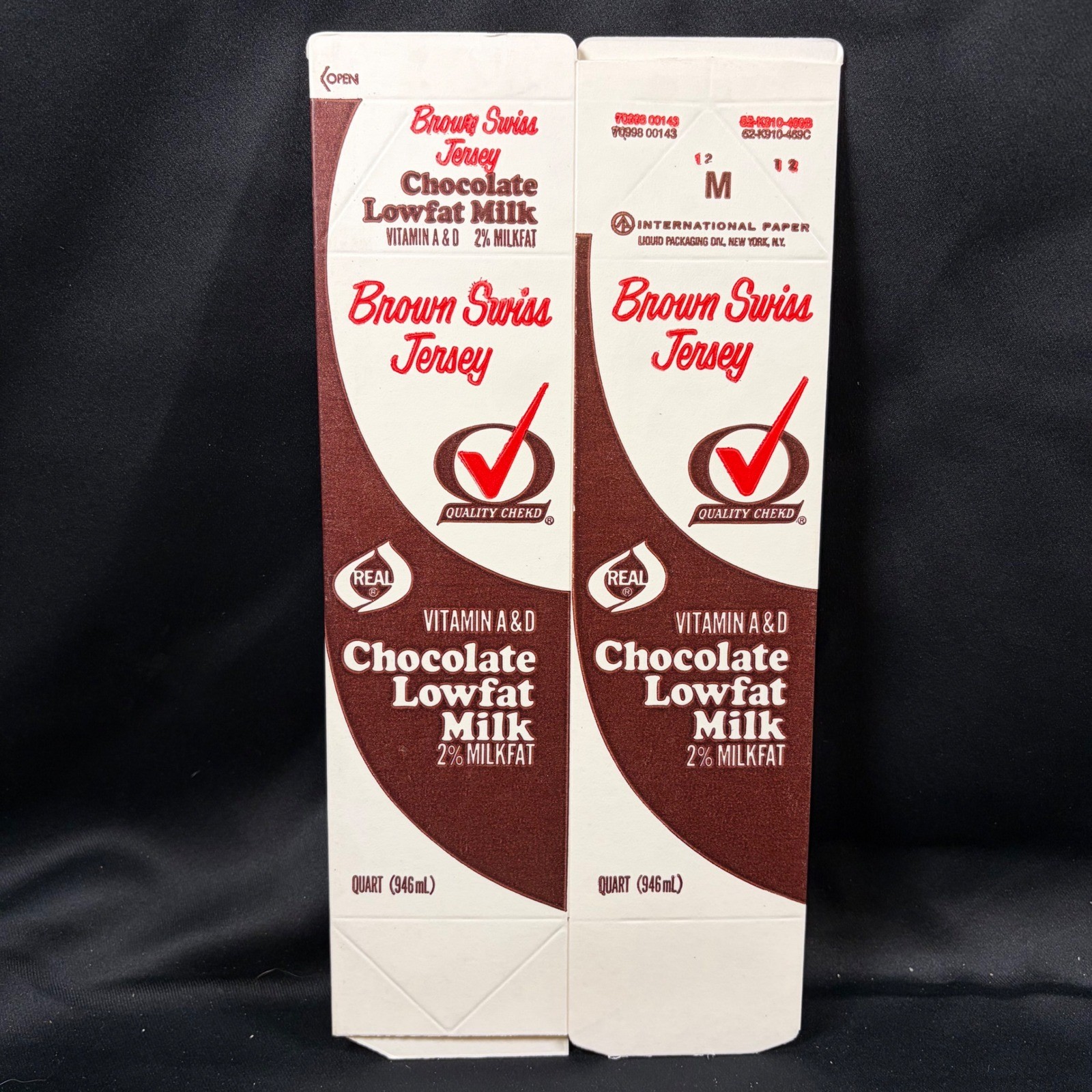 Vintage Brown Swiss Jersey Chocolate Milk Carton Flat Rapid City SD Advertising