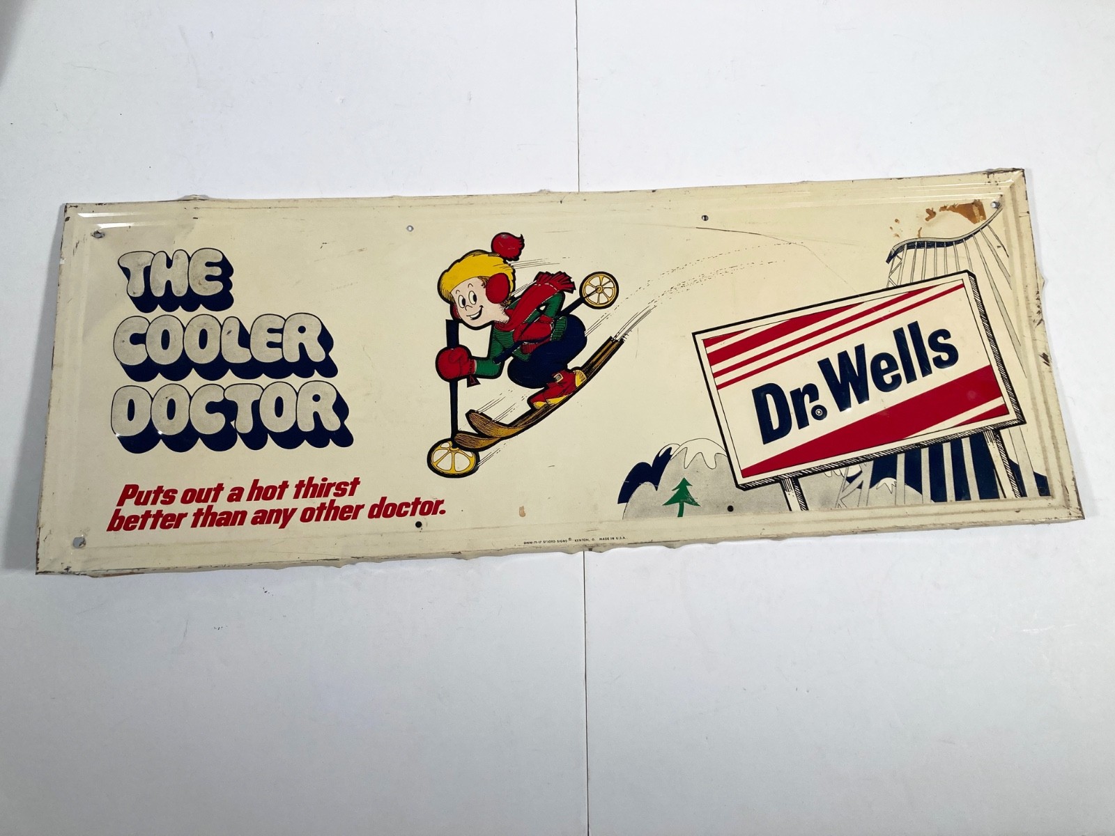 VTG Dr  Wells Soda The Cooler Doctor Tin Sign - AS IS