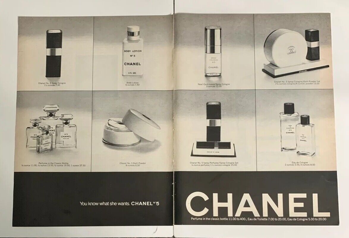 1974 Chanel No 5 Classic Perfume Toilette Cologne Vintage Print Ad 2 Page