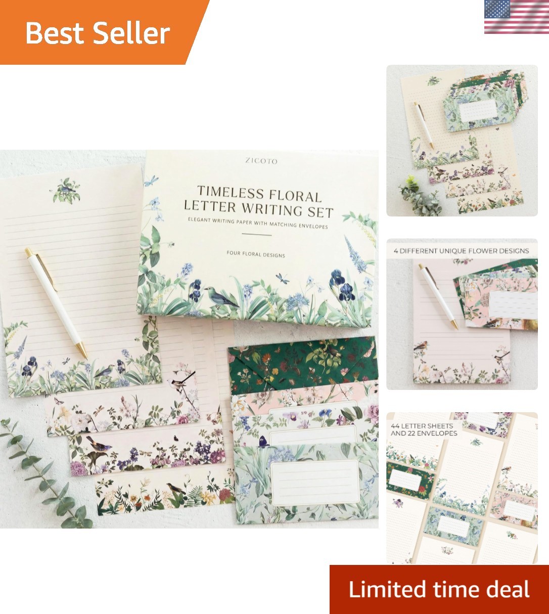 Beautiful Stationery Set with Envelopes - -Quality, No-Bleed Lined Letter Beautiful Stationery Set with Envelopes - -Quality, No-Bleed Lined Letter
