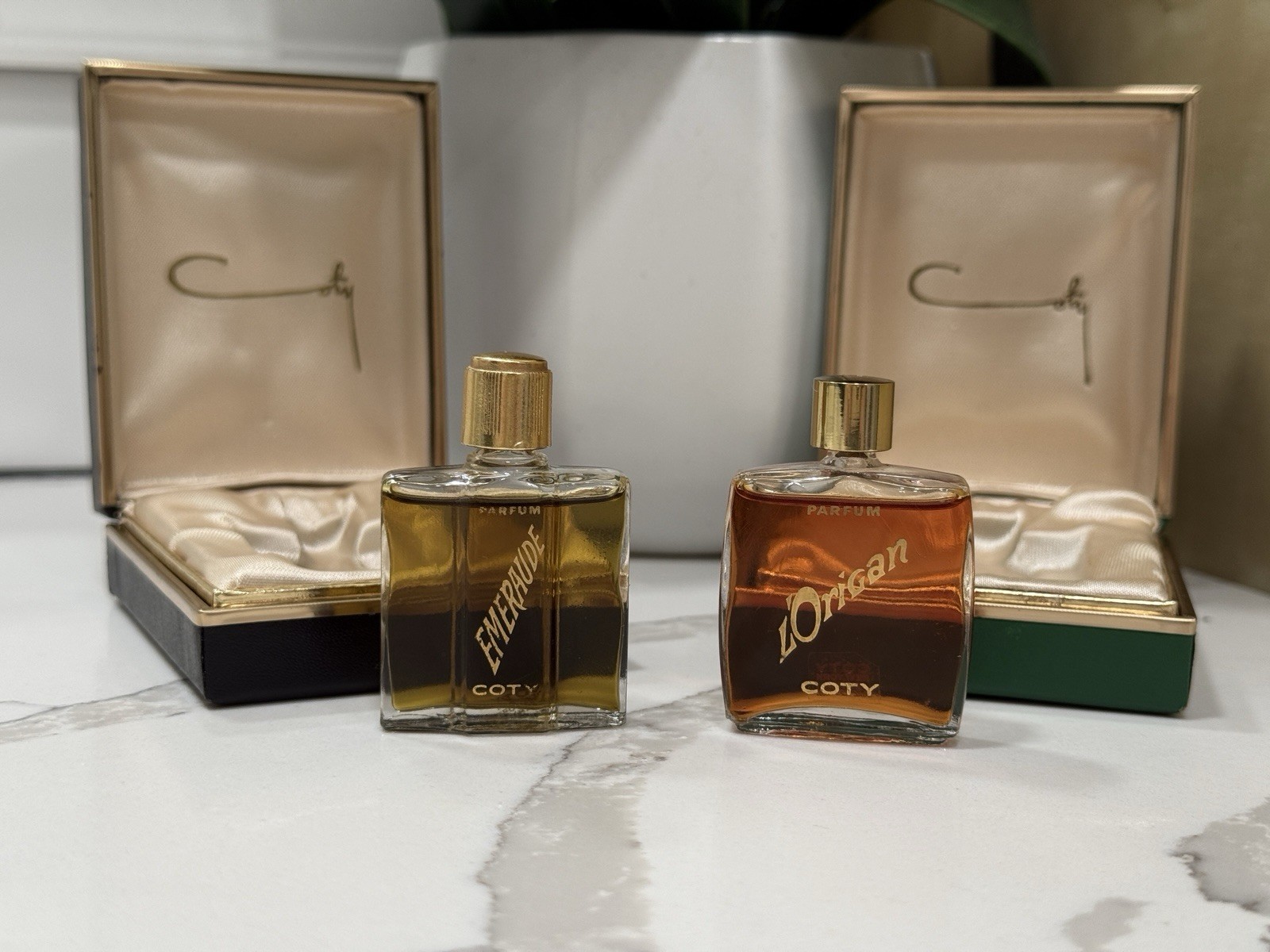 Vintage COTY Parfum Set .25oz L’Origan & Emeraude SEALED NOS New York Paris