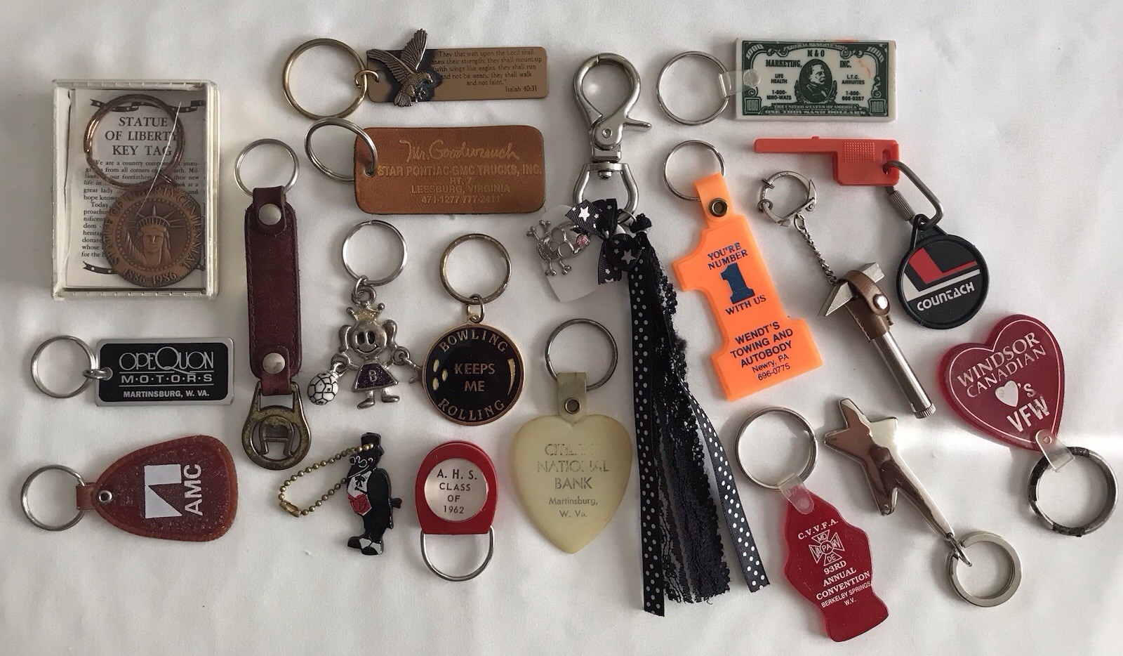 VTG Advertising Keychain Lot (19)~Goodwrench/1962 Class/Motors/Statue of Liberty