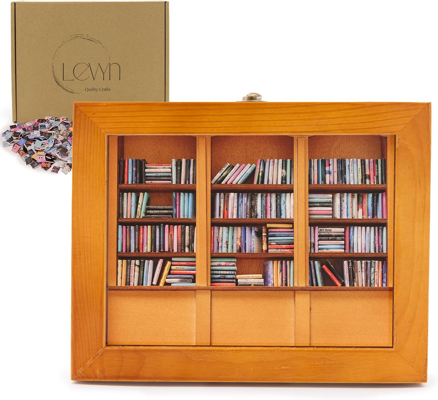 Anxiety Bookshelf Ornament with 300 Unique Miniature Books-No Duplicate Titles-W