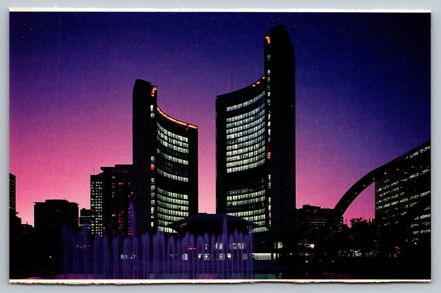 Toronto City Hall Night View Postcard Nathan Phillips Square Canada