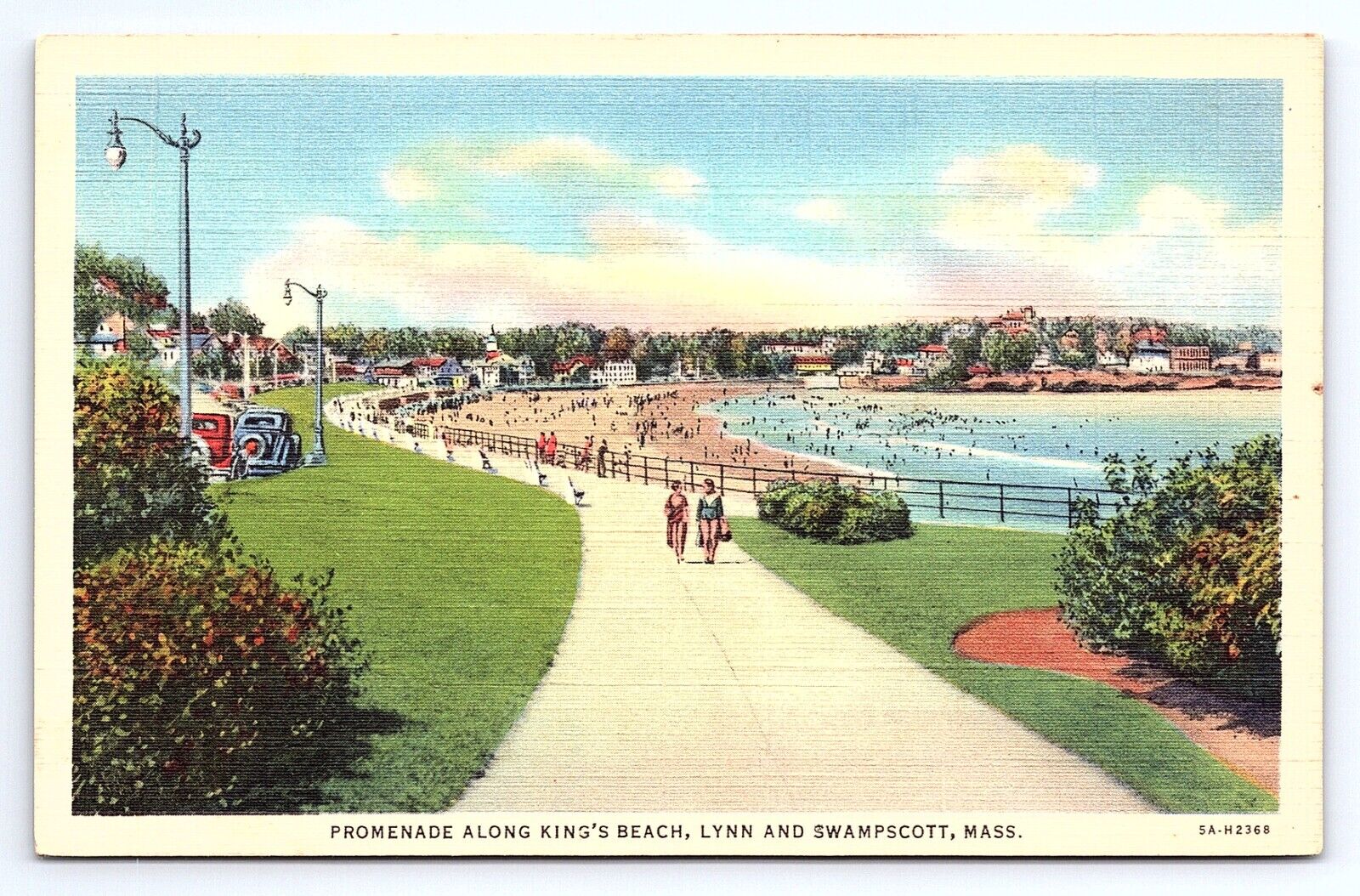 Postcard Fisherman's Beach Swampscott Massachusetts MA