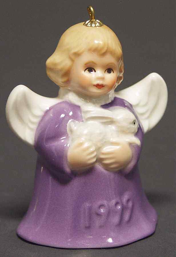 Goebel Angel Bell Ornament Angel With Rabbit-Purple - Boxed 3963696