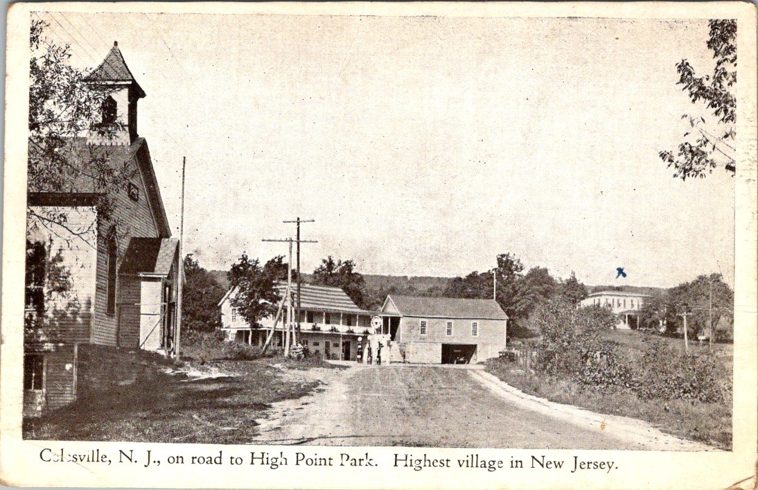 Colesville NJ Postcard Highest Village Wm H Broadwell Halftone c1940s Church Colesville NJ Postcard Highest Village Wm H Broadwell Halftone c1940s Church