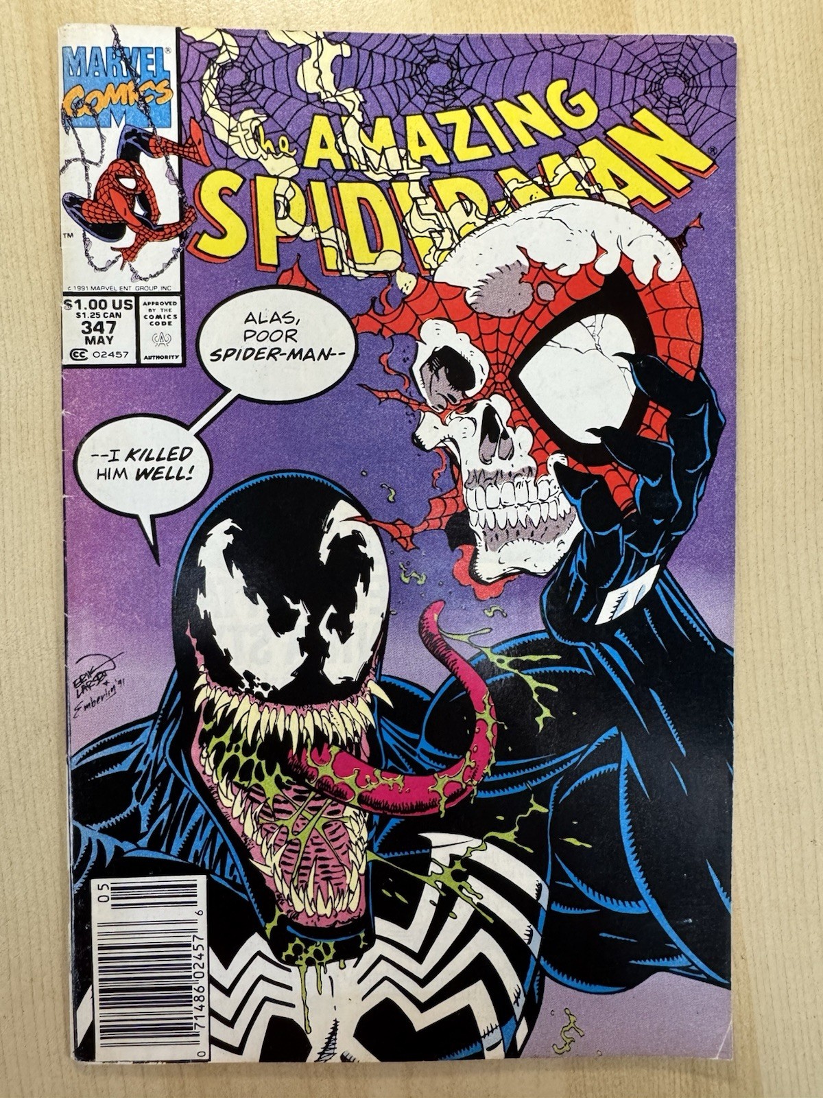 Rare Double Cover, Amazing Spider-Man #347 Venom, Erik Larsen Marvel Comics 1991