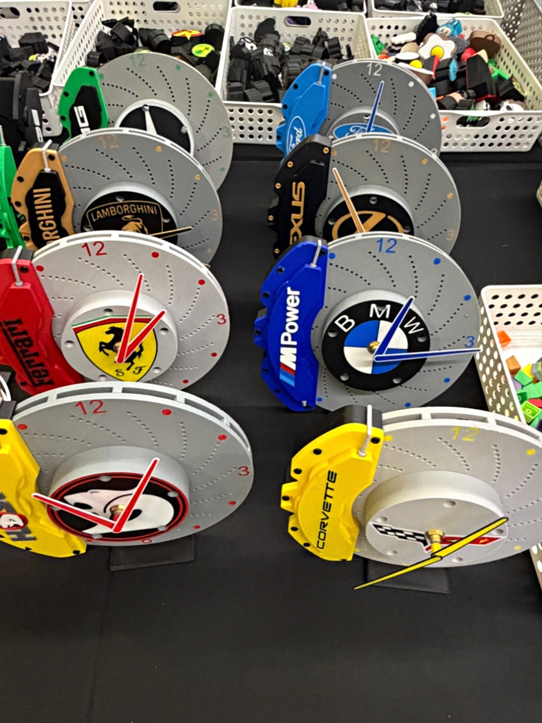 Brake Rotor Car Logo Clock – 3D Printed Automotive Garage Decor