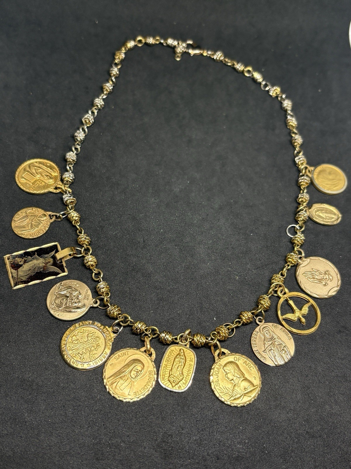 Vtg Gold Filled Pilgrim Catholic Saint Medal Necklace Charm St Patrick Cathedral
