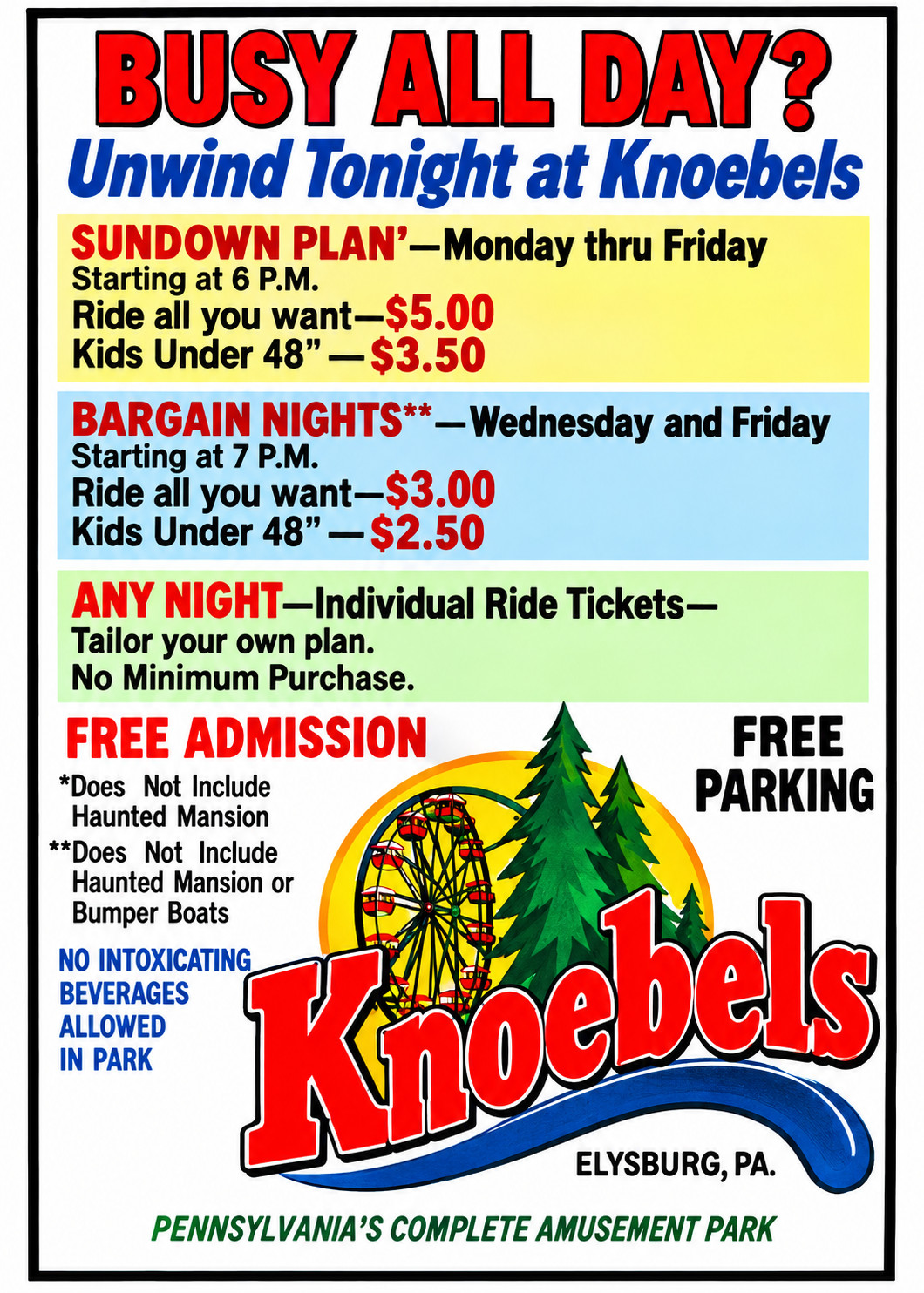 Vintage Knoebels Amusement Park  & Picnic Ad Magnet –  Elysburg, Pennsylvani