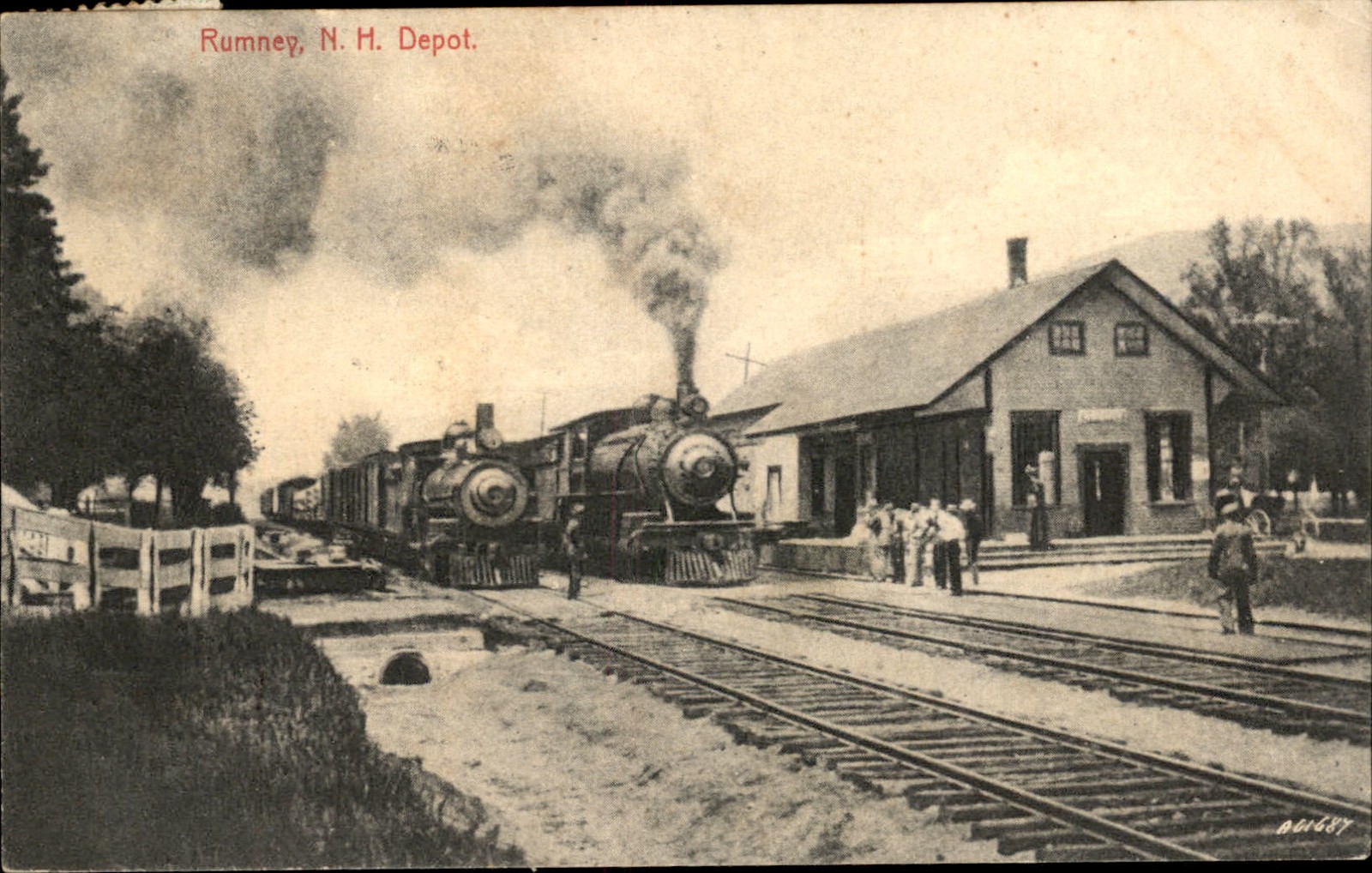 Rumney New Hampshire NH Railroad Depot c1900s-10s Vintage Postcard