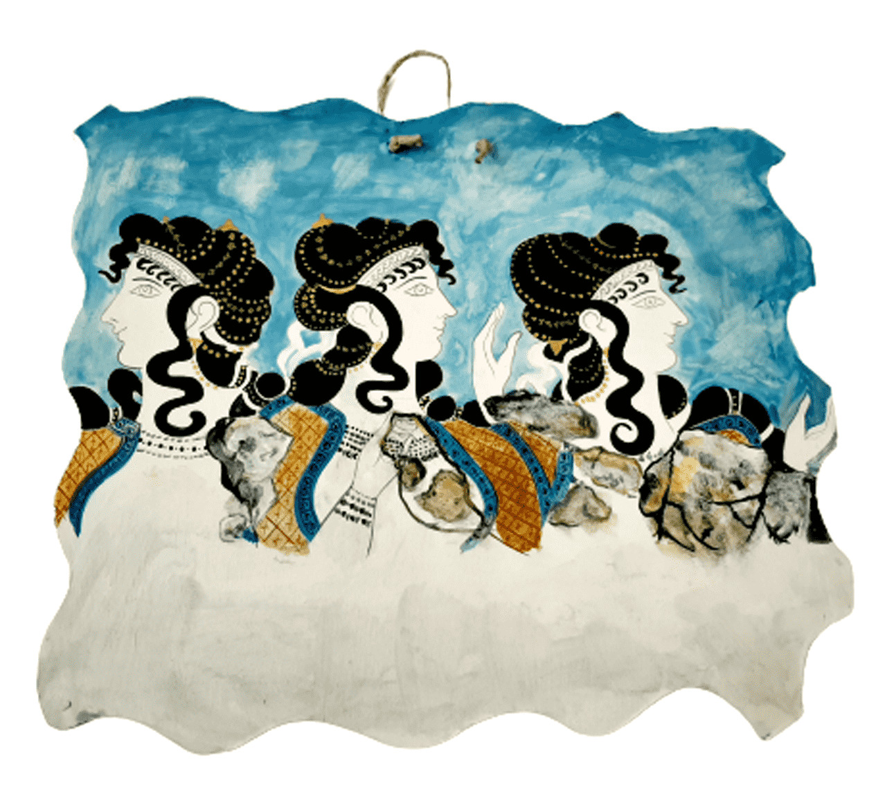 The ladies in Blue,ceramic slab,copy from fresco,from the Palace of Knossos