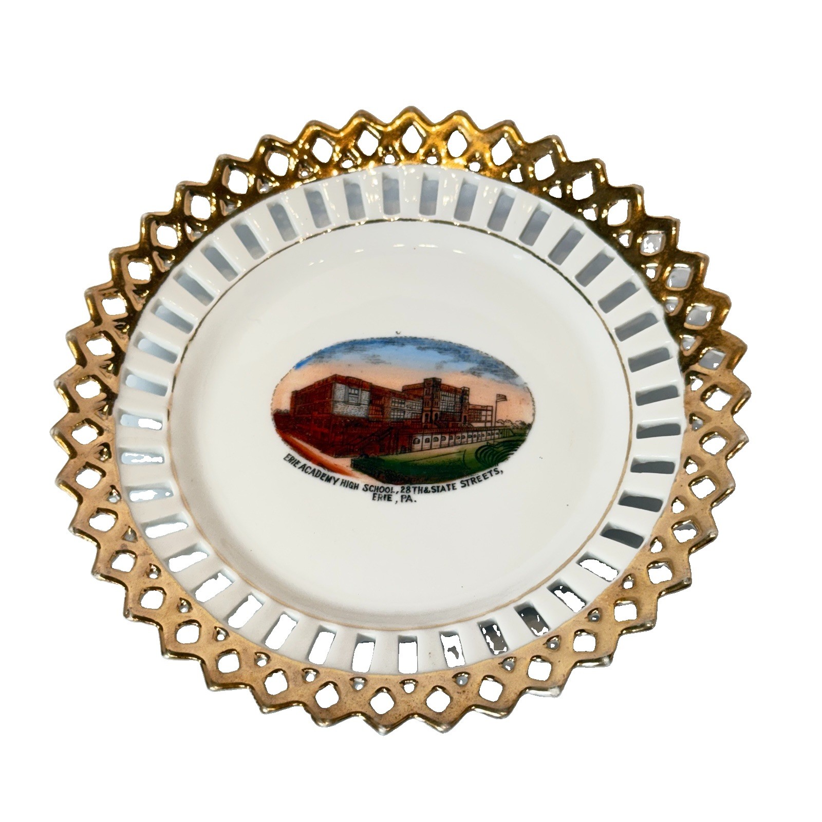 ERIE Pennsylvania PA Antique ERIE ACADEMY HIGH SCHOOL Germany Souvenir PLATE ERIE Pennsylvania PA Antique ERIE ACADEMY HIGH SCHOOL Germany Souvenir PLATE