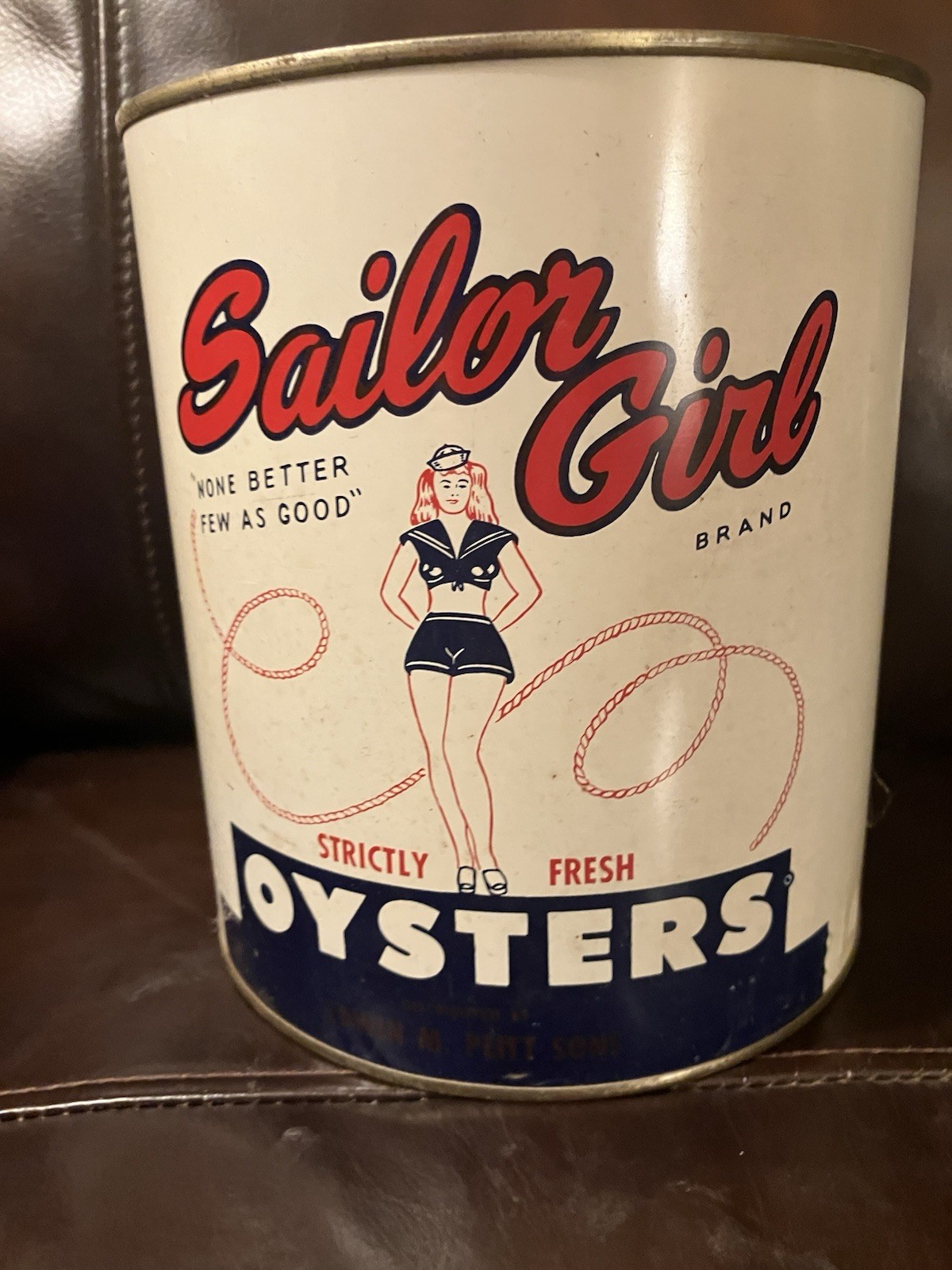 Vintage NOS Sailor Girl Oyster Can One Gallon No Lid 
