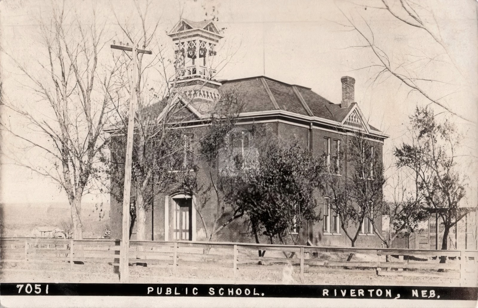 Riverton Nebraska Public School Building c1910 RPPC Photo Postcard COPY