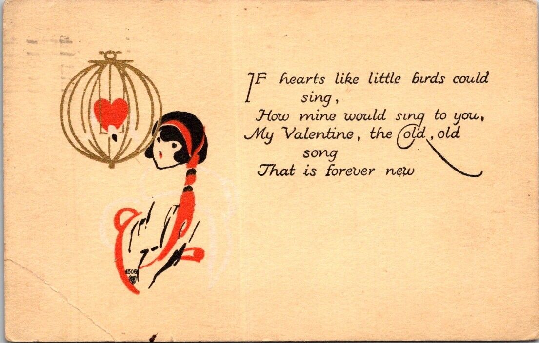 Los Angeles CA-California 1924 Valentine's Day Poem Vintage Postcard