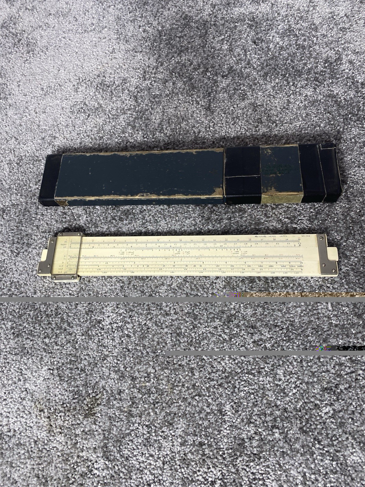 Vintage SUN HEMMI Bamboo Slide Rule No. 256 Engineer Stationery Japan