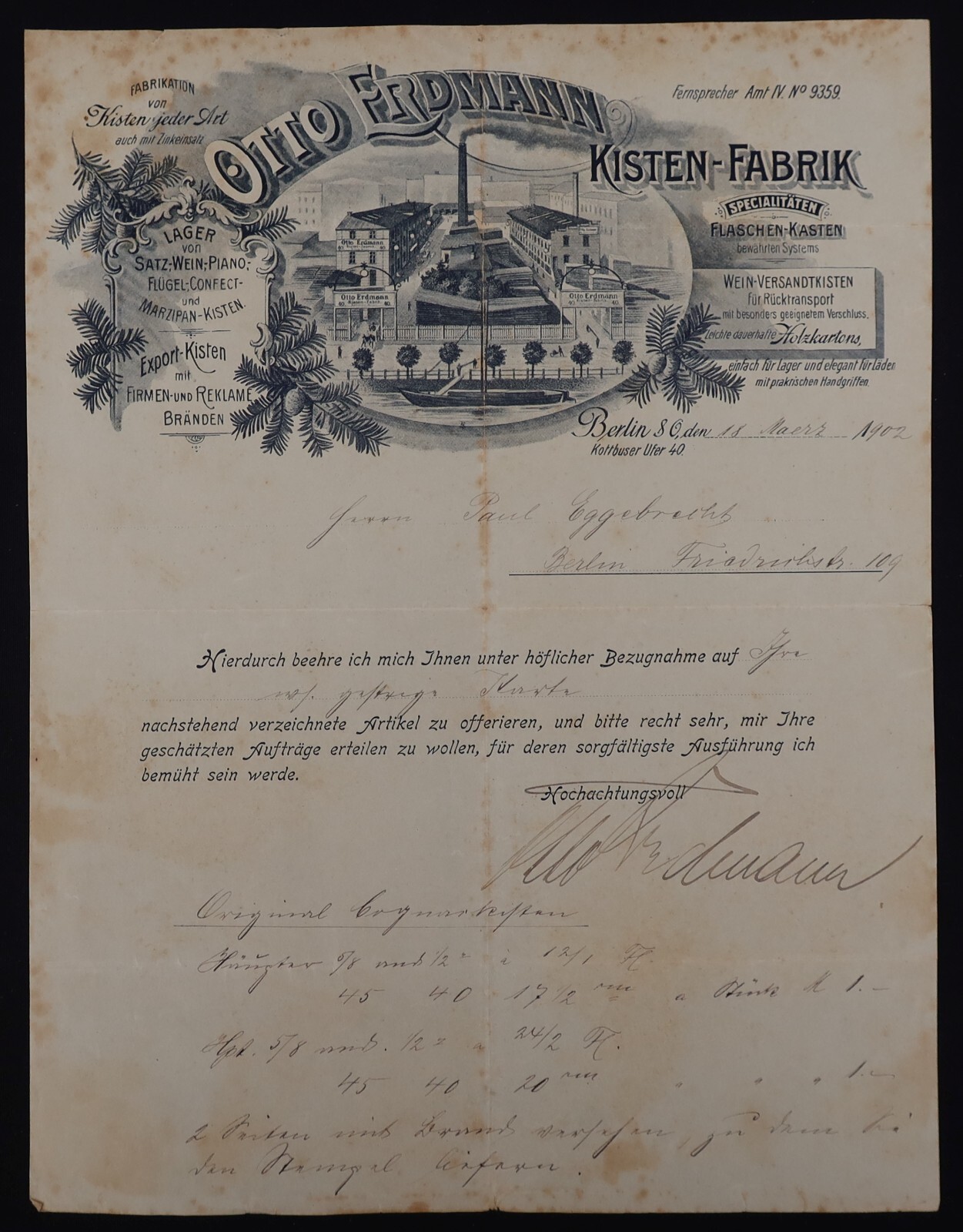 Invoice GERMANY 1902 OTTO ERDMANN Wien Piano Beautiful Billhead Head 3 Invoice GERMANY 1902 OTTO ERDMANN Wien Piano Beautiful Billhead Head 3