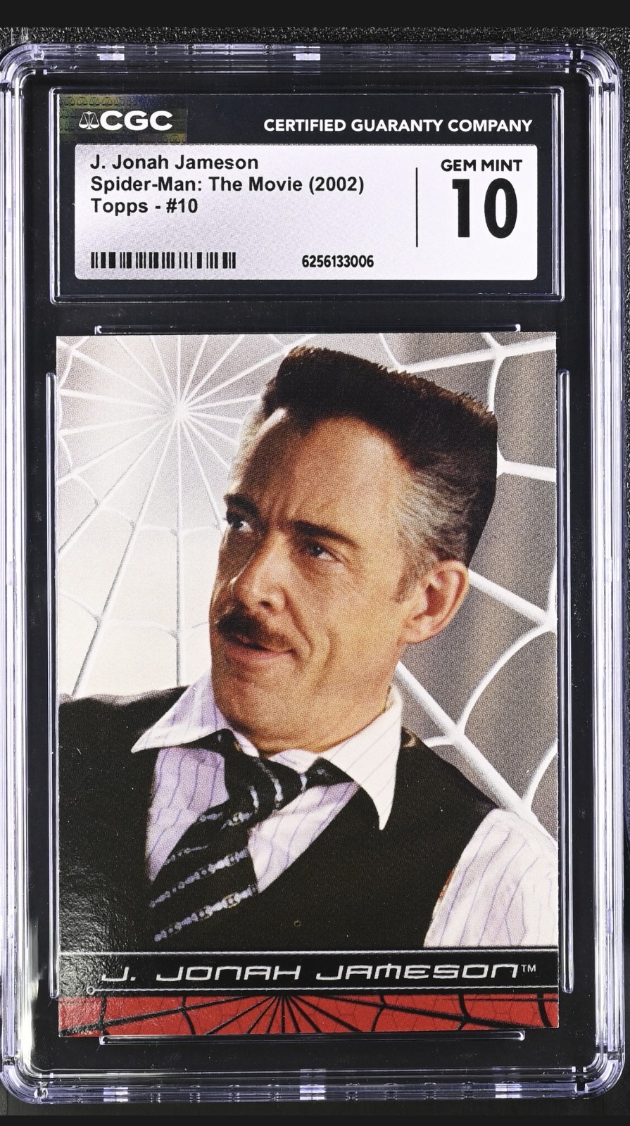 Topps 2002 Spider-Man Movie Cards #10 CGC 10 J. Jonah Jameson Non-Sport Card Topps 2002 Spider-Man Movie Cards #10 CGC 10 J. Jonah Jameson Non-Sport Card