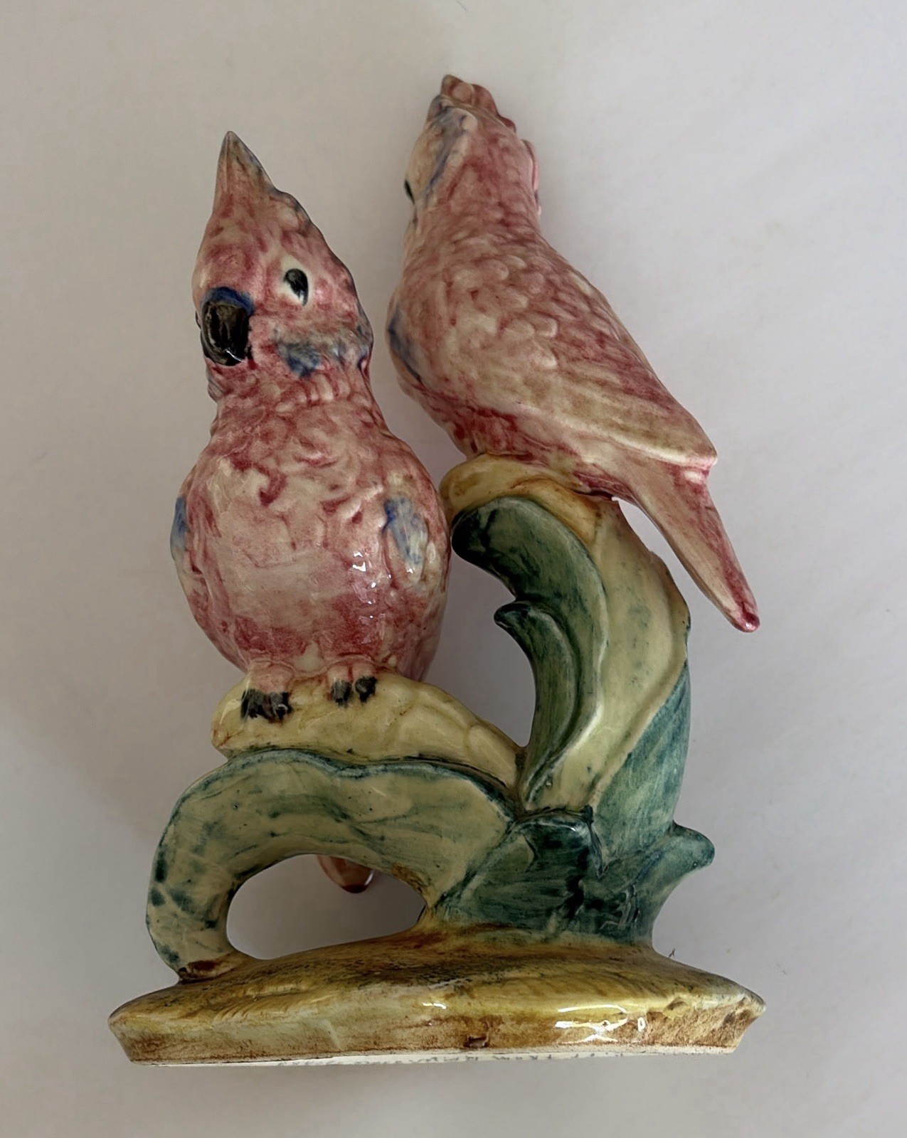 Vintage Stangl Pink Red Cockatoos⁠⁠ Pottery Double Parrot Figurine Two Bird