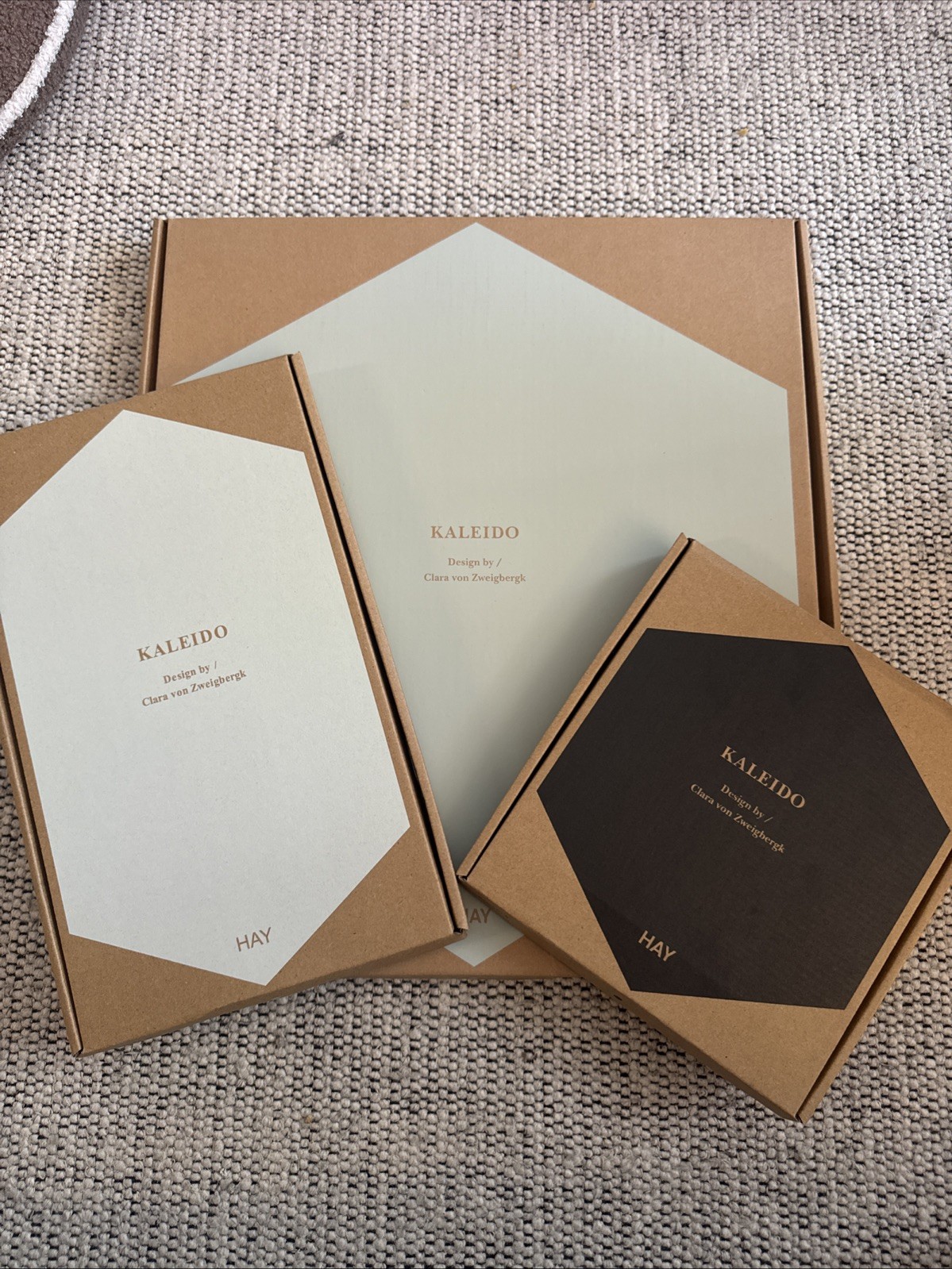 Brand New Hay Kaleido Tray Set of 3 - Grey XL, Grey M, Black S
